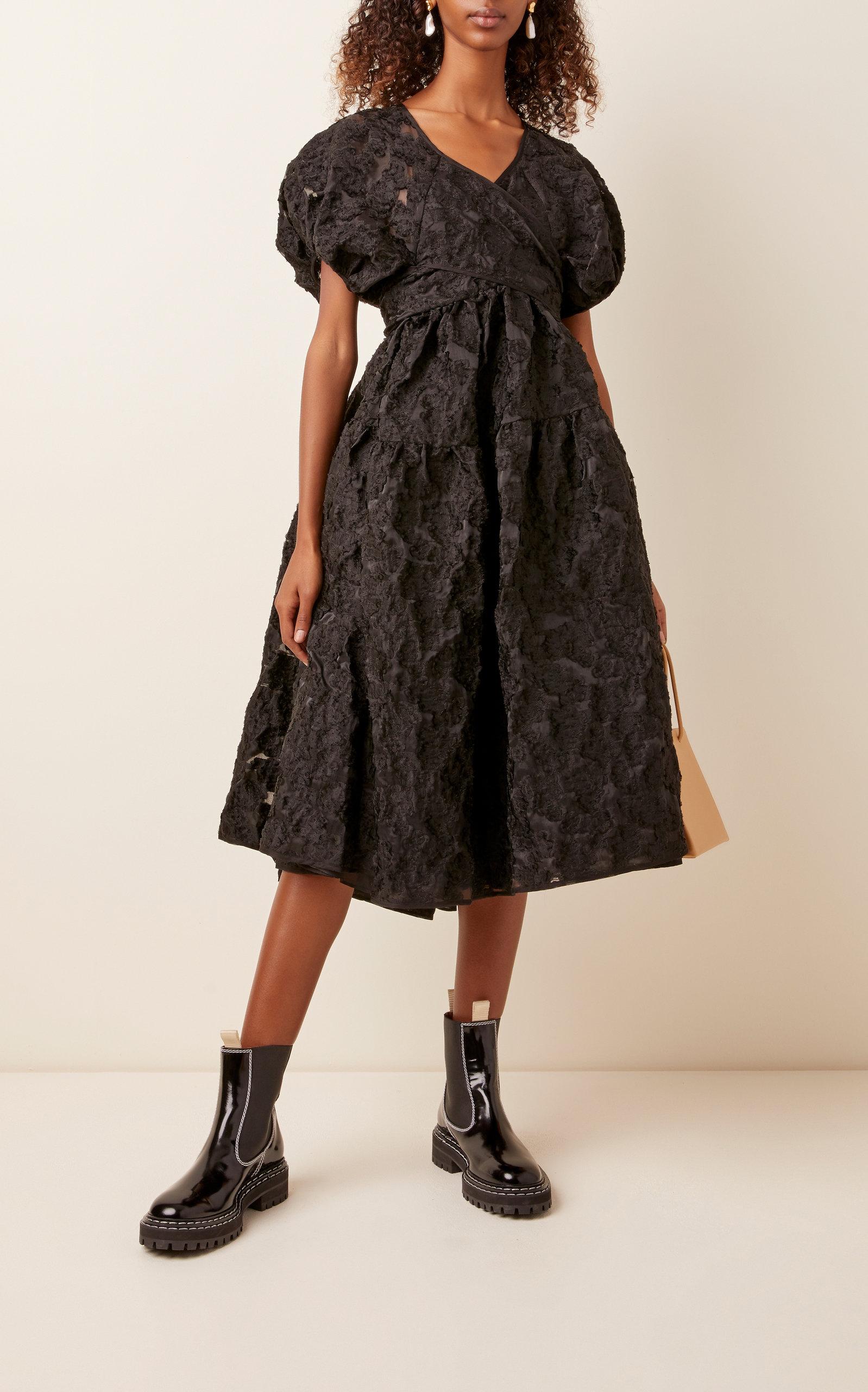 【CECILIE BAHNSEN】AMMI ドレス AMMI | DRESS GRASMERE MATELASSE BLACK