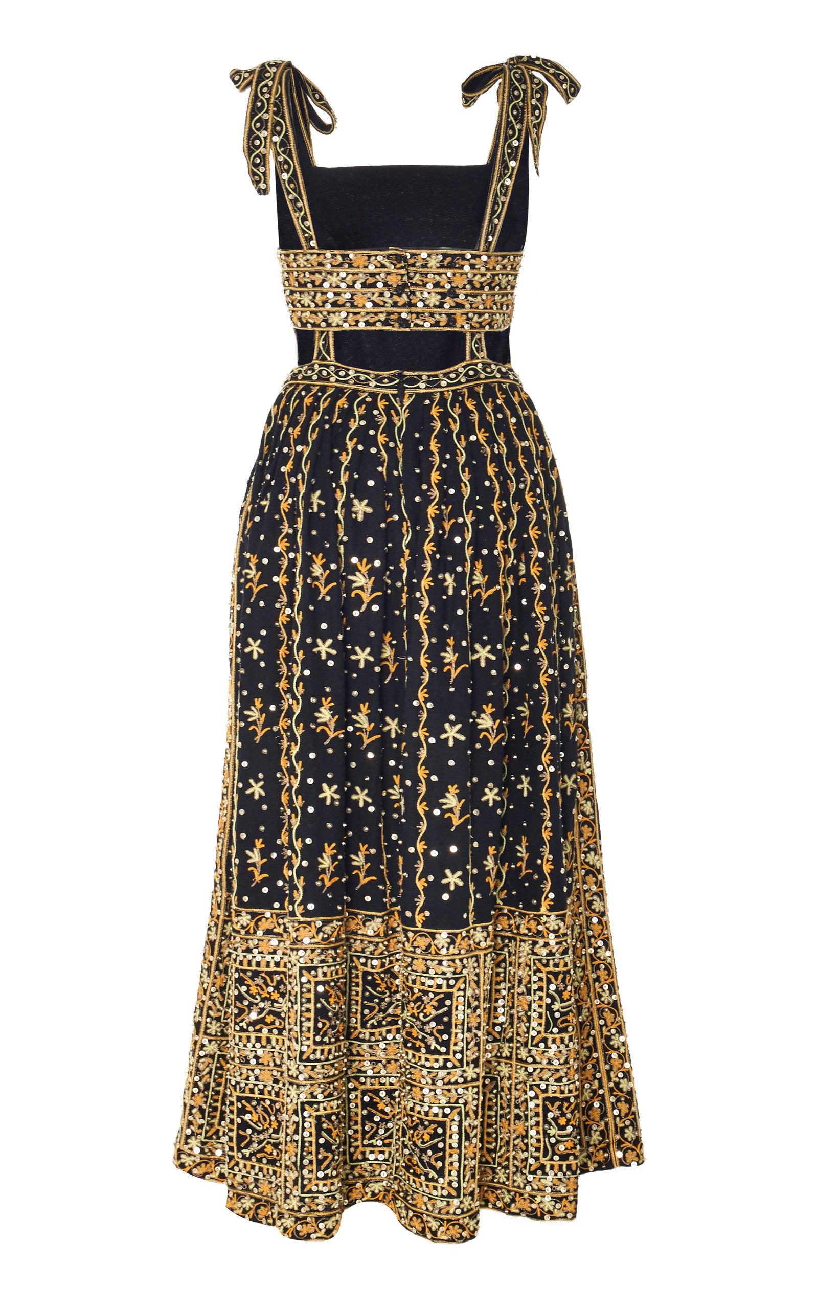 Ulla Johnson Nasya Embroidered Linen cotton Blend Maxi Dress in