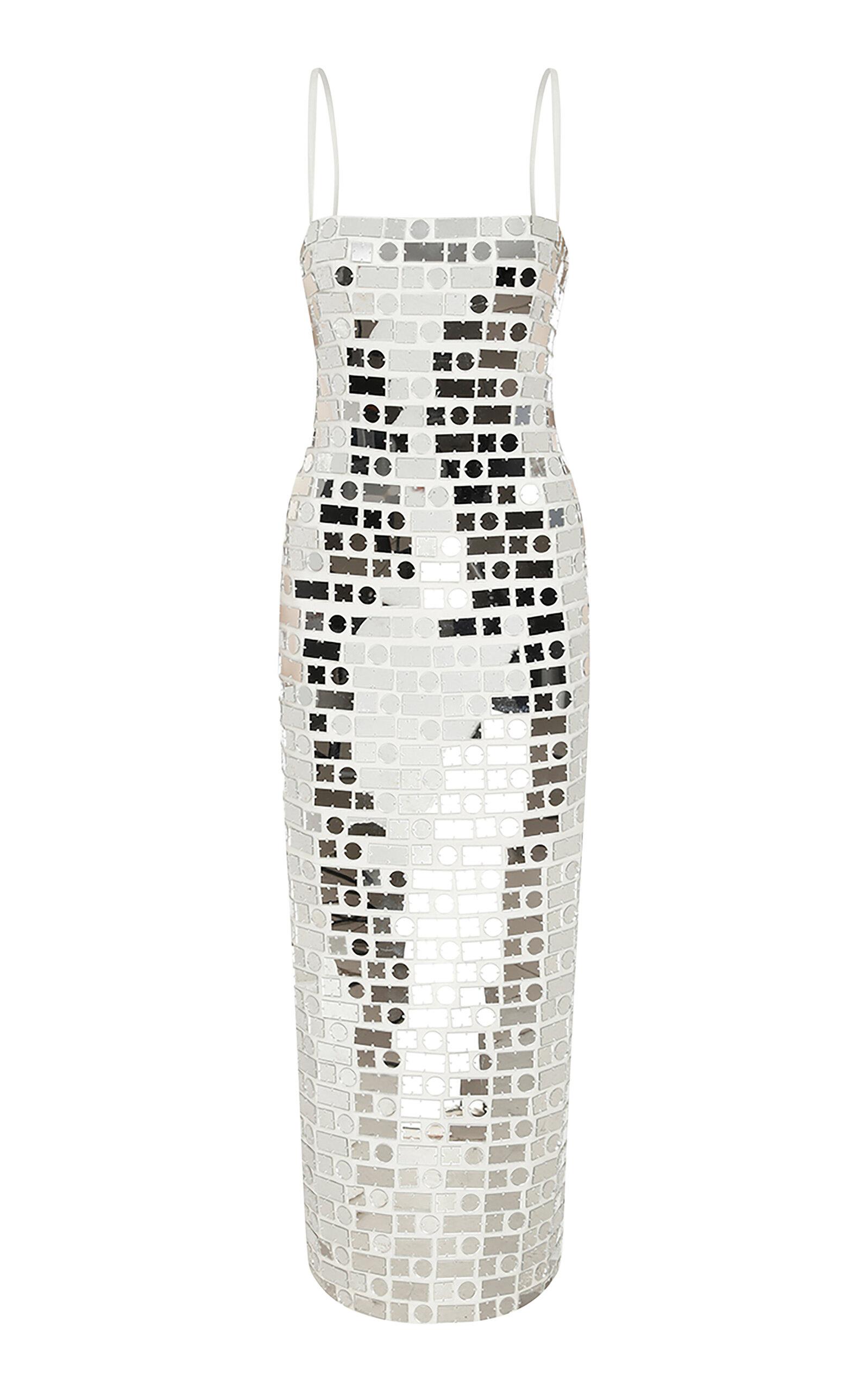 Ila Exclusive Duffy Mirror-embellished Crepe Midi Dress in White | Lyst