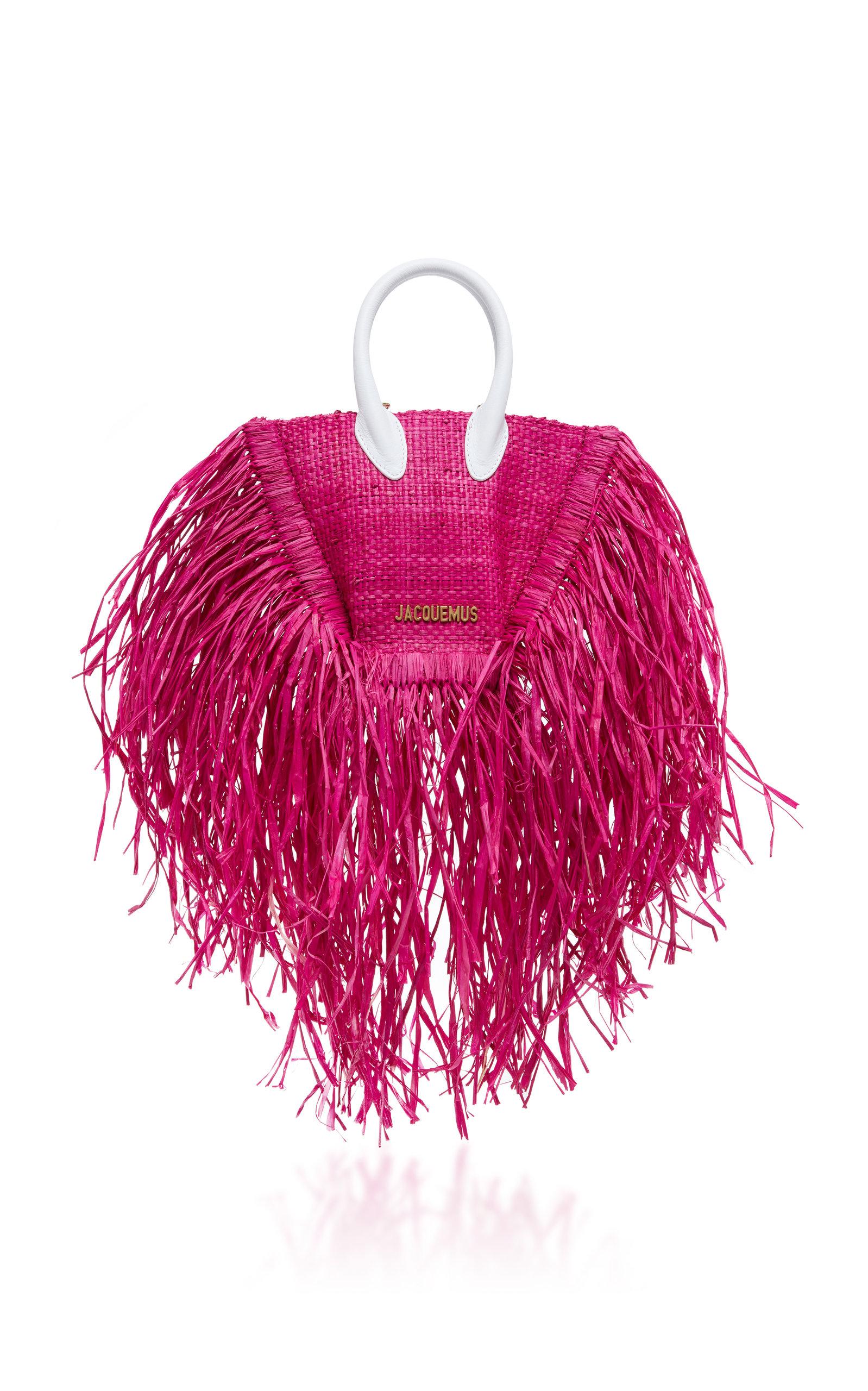 Jacquemus Le Petit Baci Fringed Straw Bag in Pink | Lyst UK