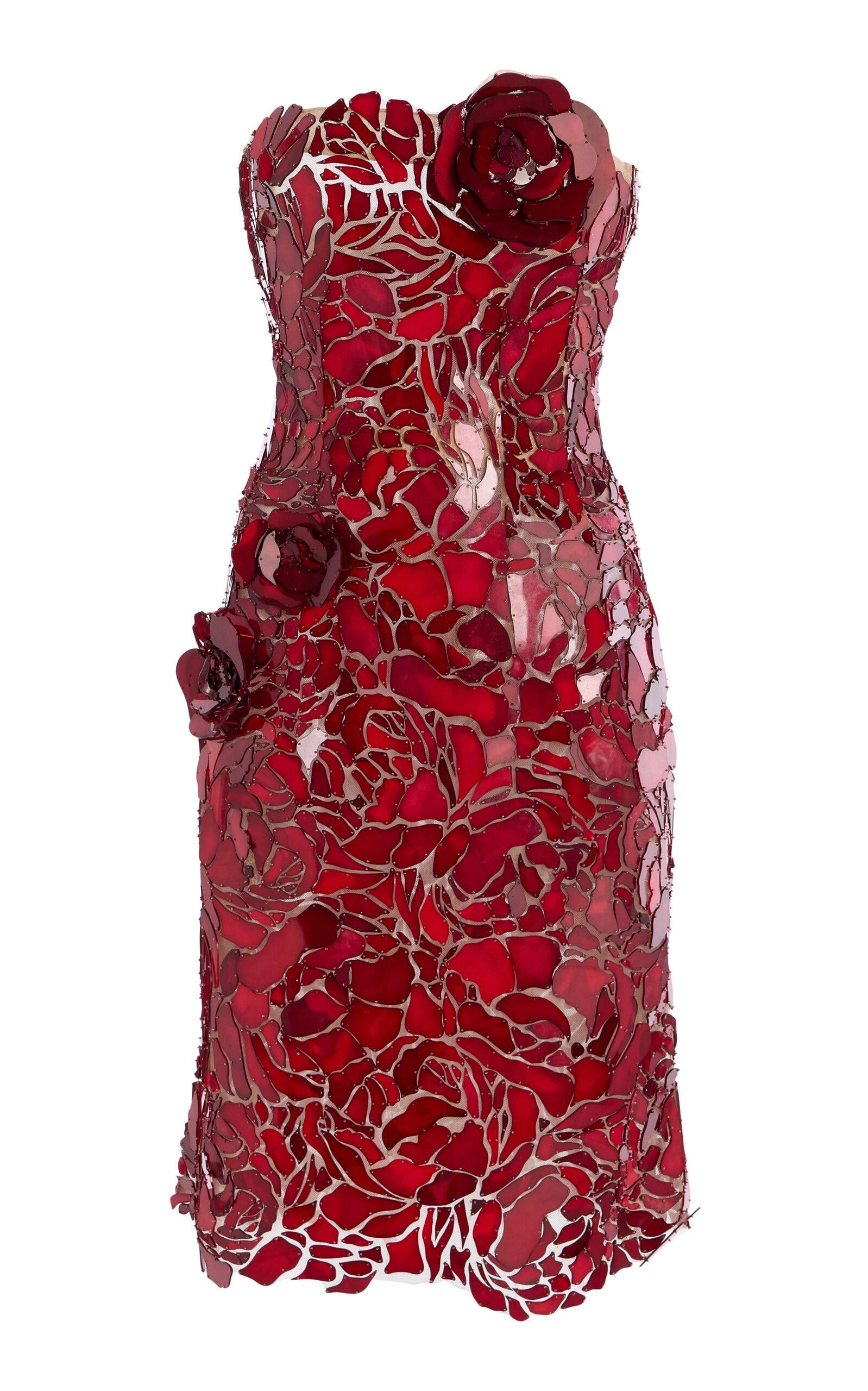 Oscar de la Renta Mosaic-Embellished Tulle Mini Dress in Red | Lyst Oscar de la Renta Mosaic-Embellished Tulle Mini Dress in Red | Lyst