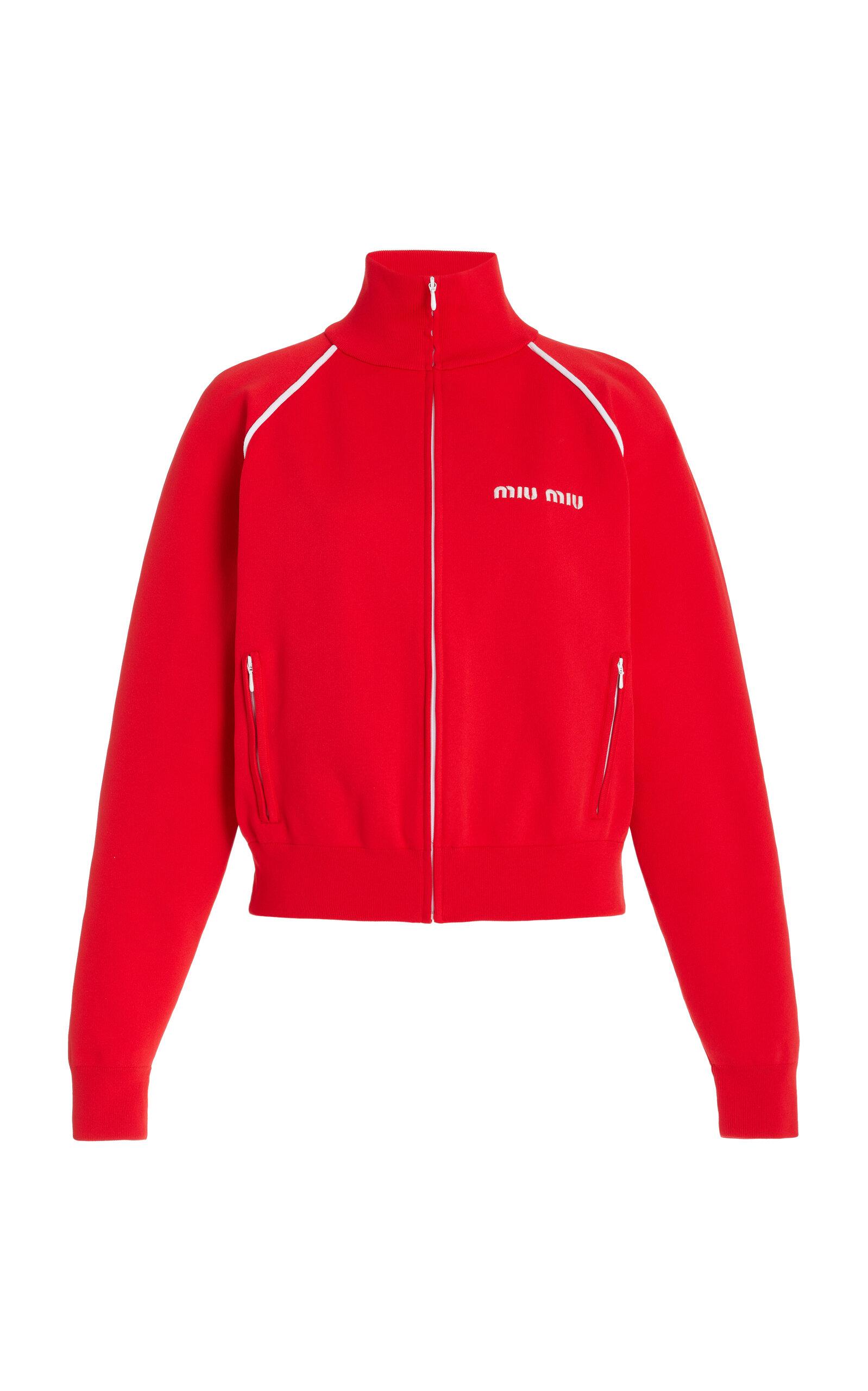 Miu Miu Nylon Track Jacket in Red | Lyst Miu Miu Nylon Track Jacket in Red | Lyst