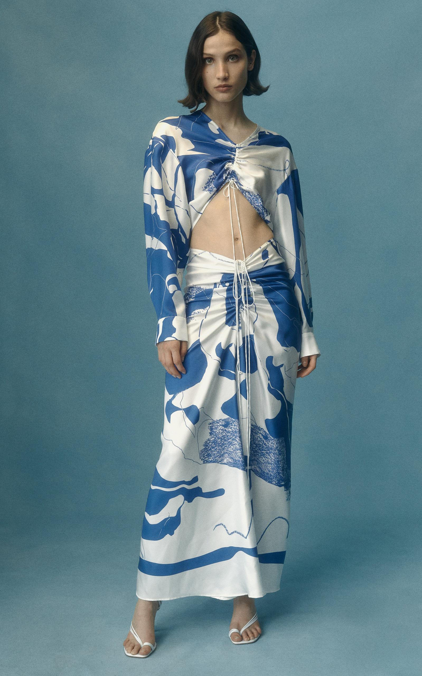 Ruched Disconnect Print Dress 