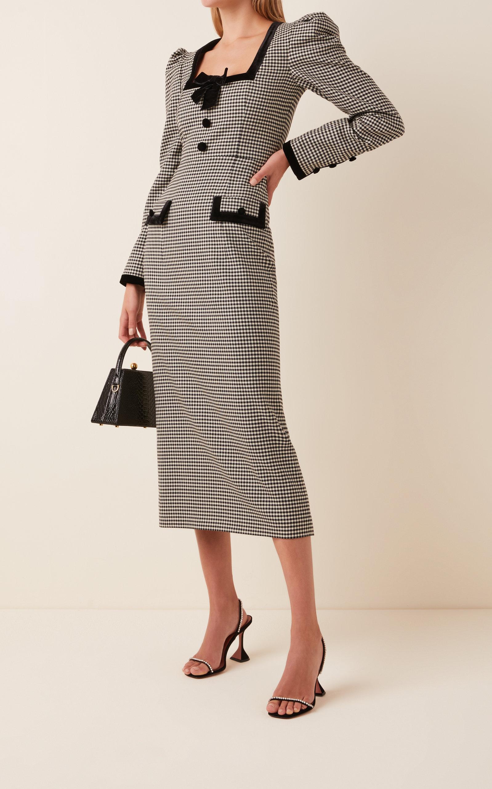 Gingham Wool-blend Midi Dress 
