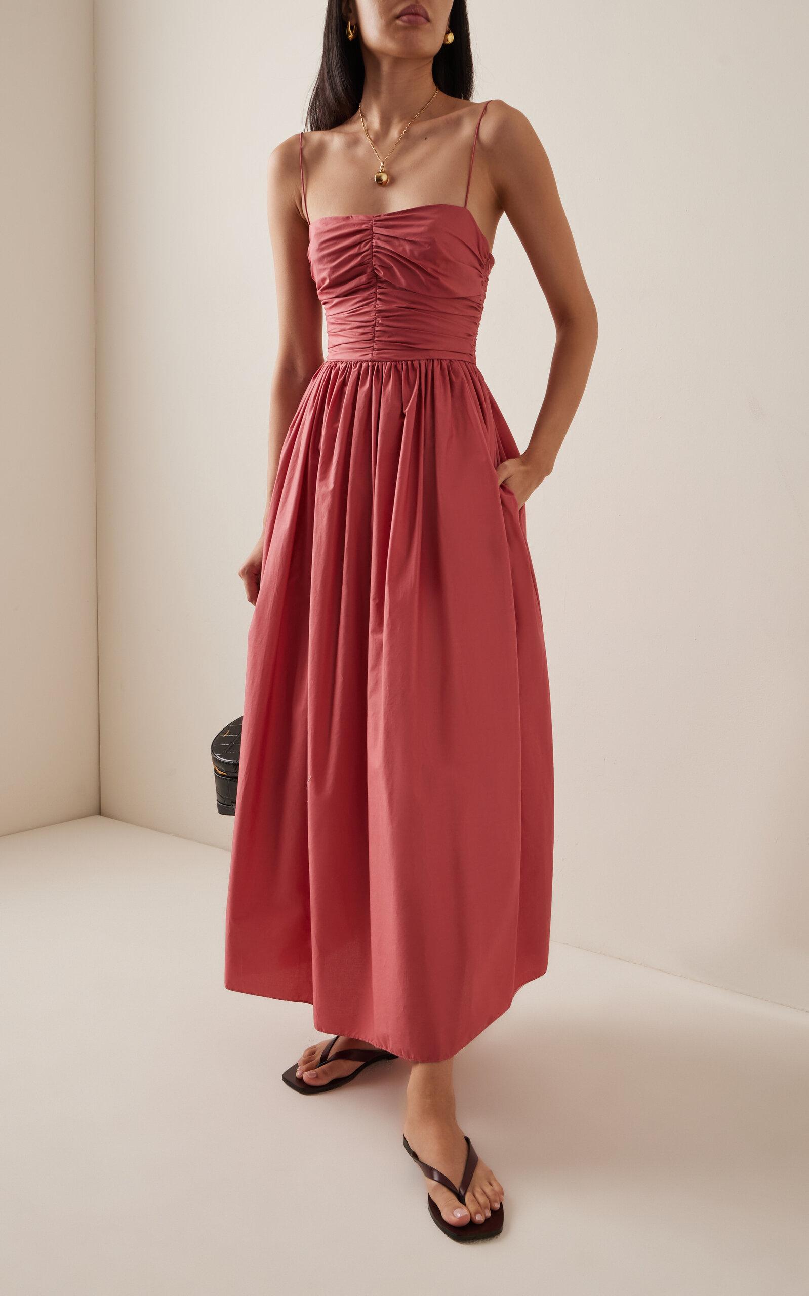matteau gathered drop-waist organic cotton maxi dress Gathered Drop Waist Dress - Black main image 0