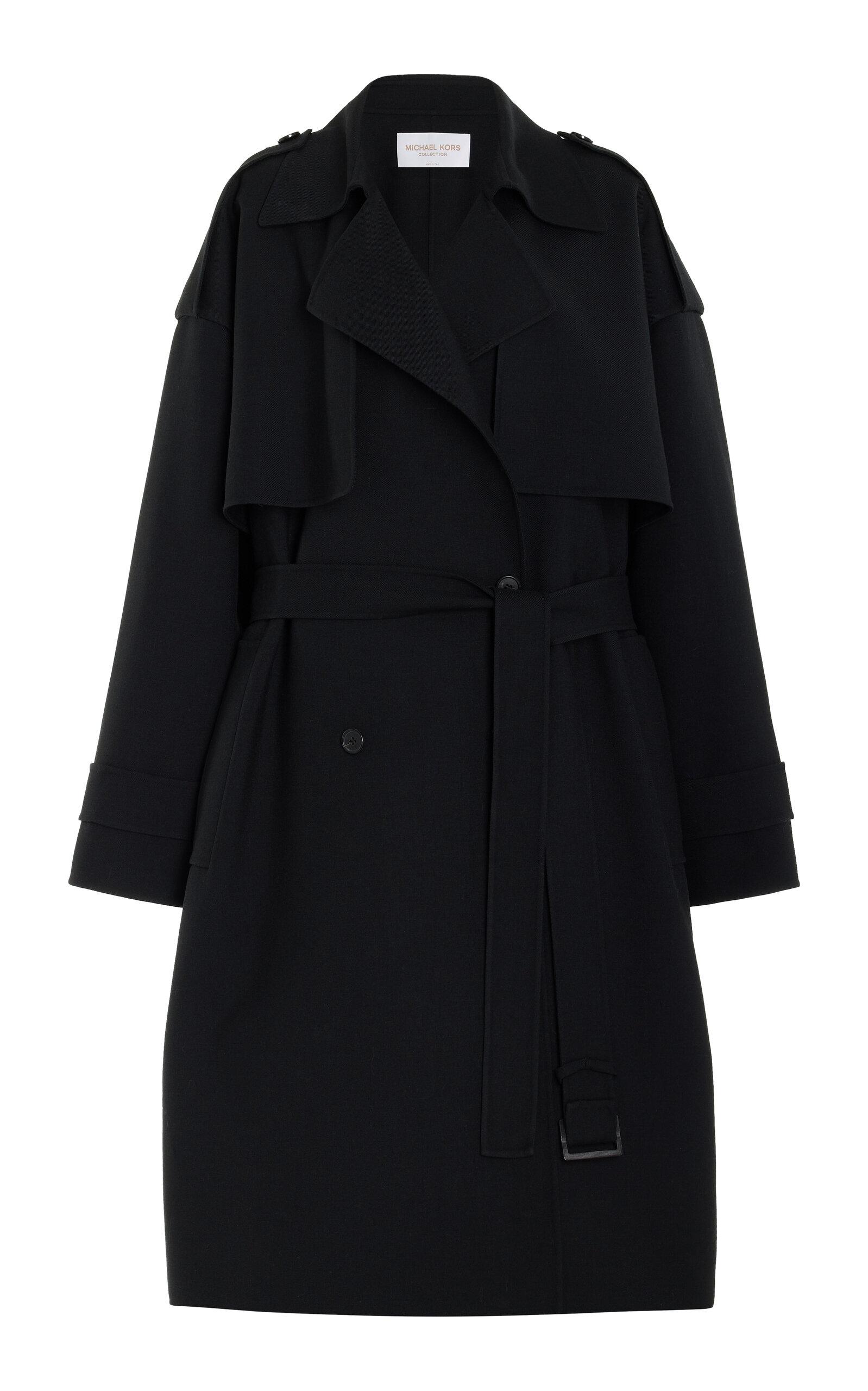 Michael Kors Oversized Wool Gabardine Trench Coat in Black Lyst UK