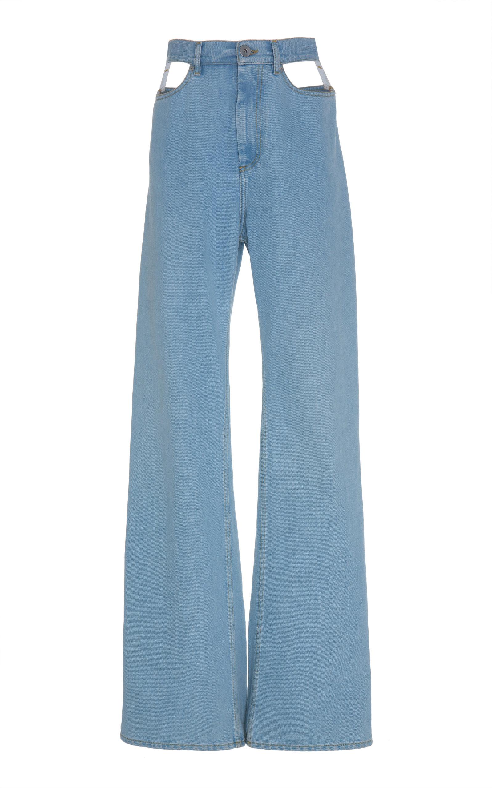 blue denim wide leg jeans