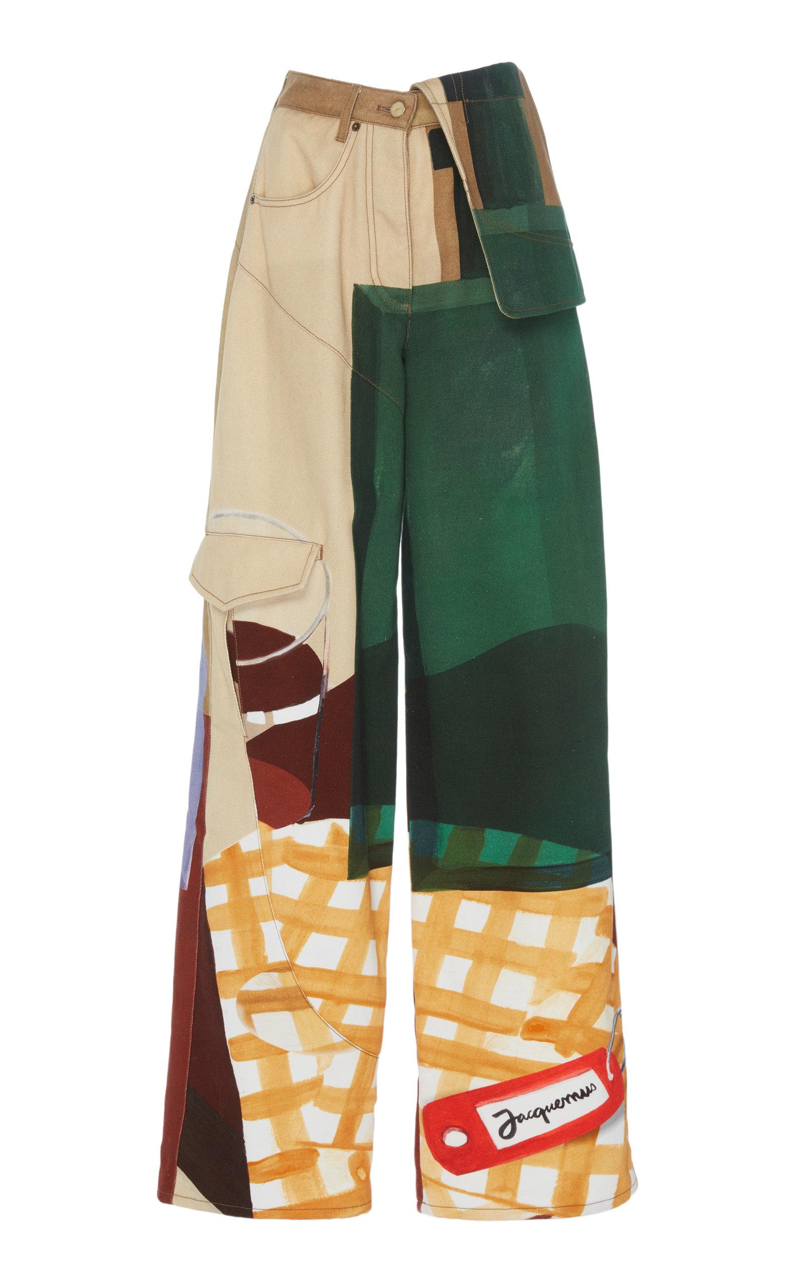 Jacquemus High-waisted Wide-leg Patchwork Cargo Pants in Green