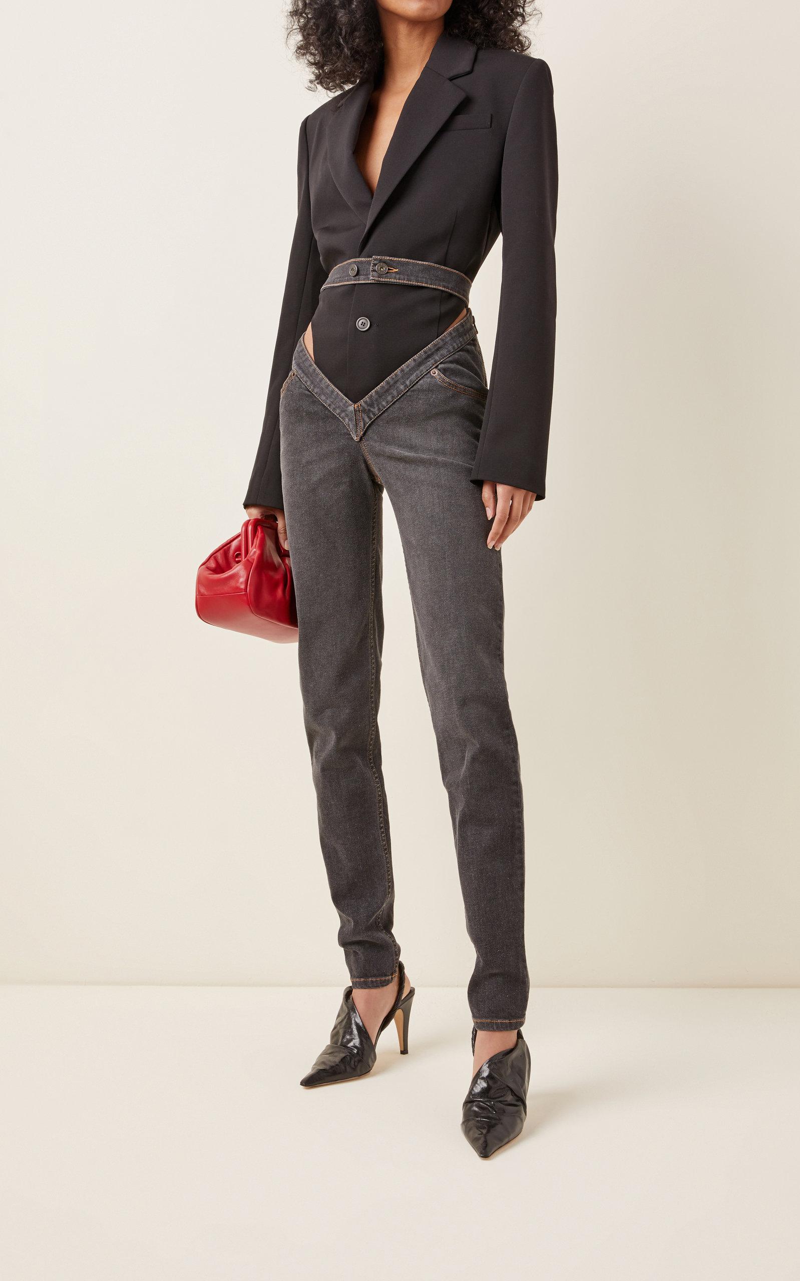 Y. Project Wool Singlebreasted Blazer Bodysuit in Black Lyst