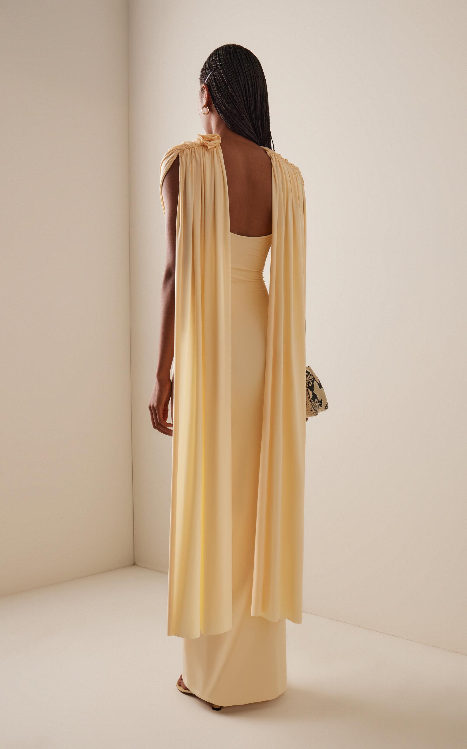 maygel coronel batista draped jersey maxi dress Maygel Coronel Batista Draped Jersey Maxi Dress in White
