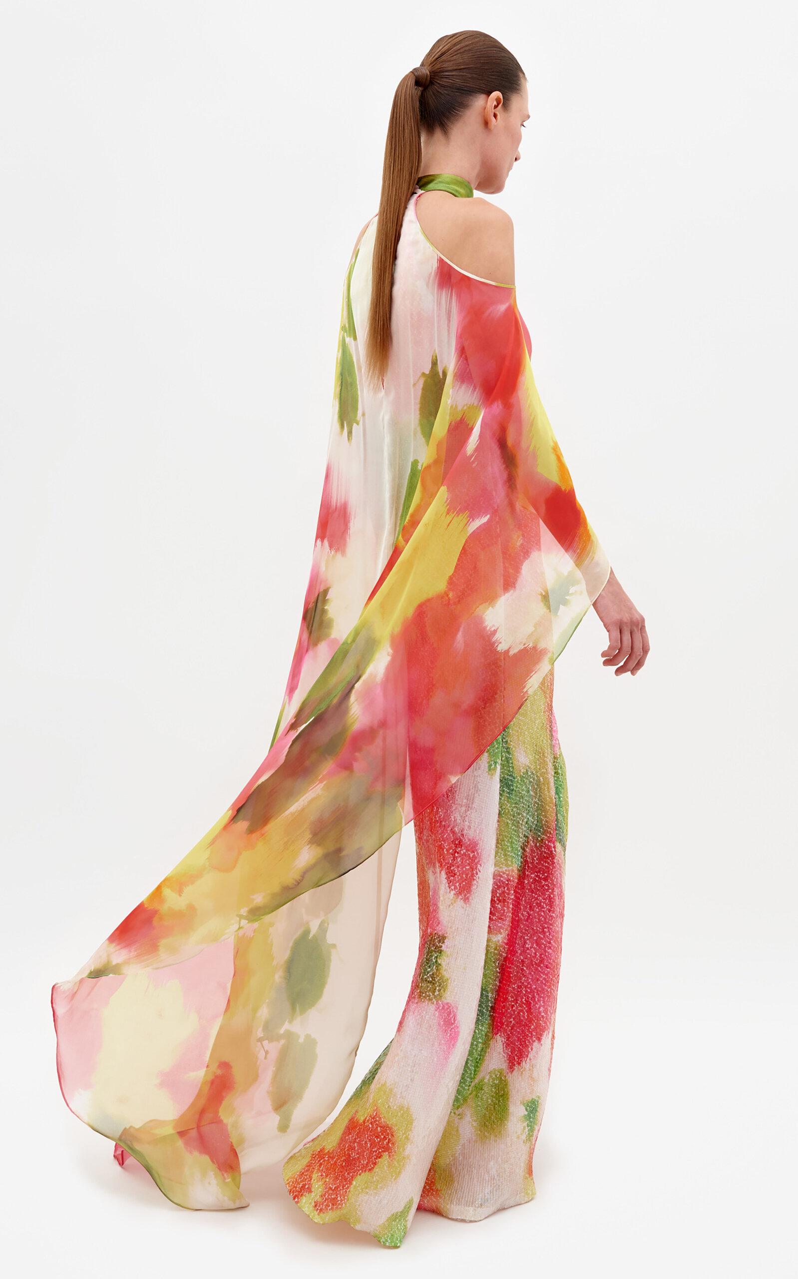 Silvia Tcherassi Serenela Open-Shoulder Silk-Blend Maxi Dress in