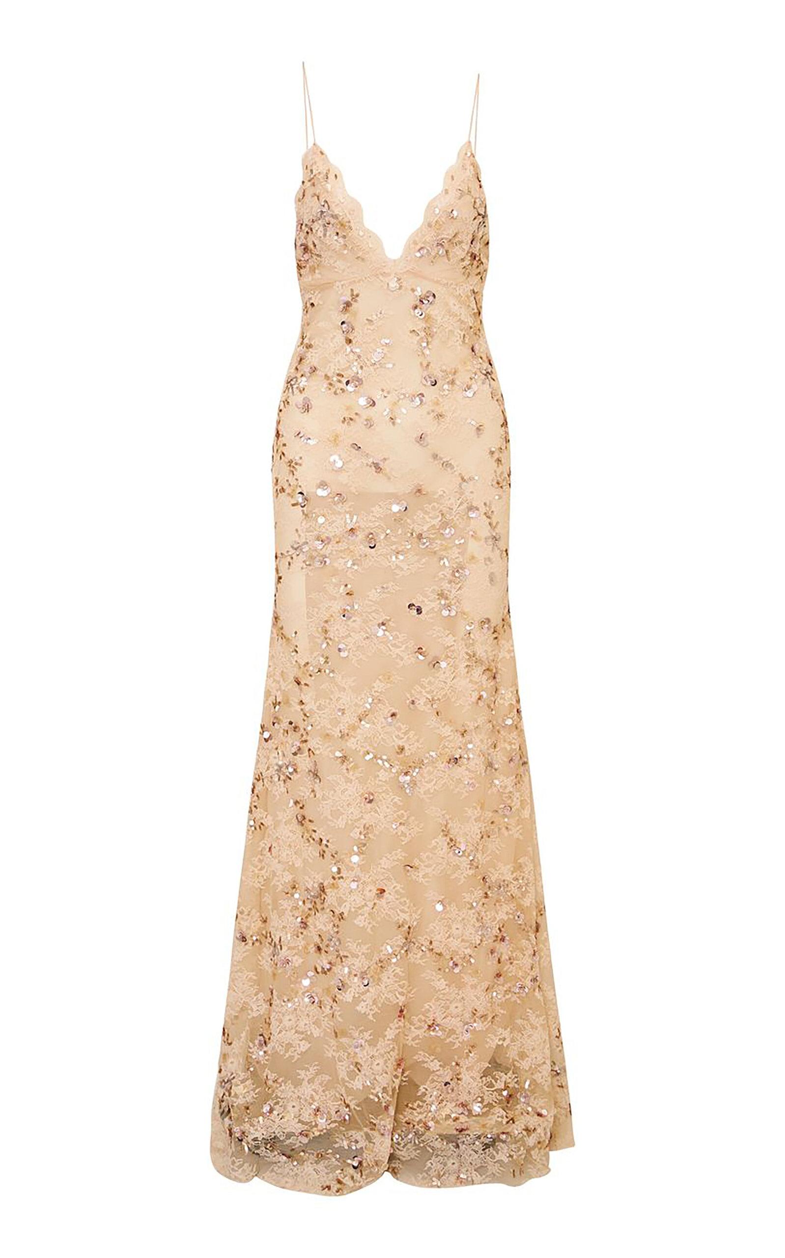 LoveShackFancy Innes Sequined Lace Dress in Natural | Lyst LoveShackFancy Innes Sequined Lace Dress in Natural | Lyst