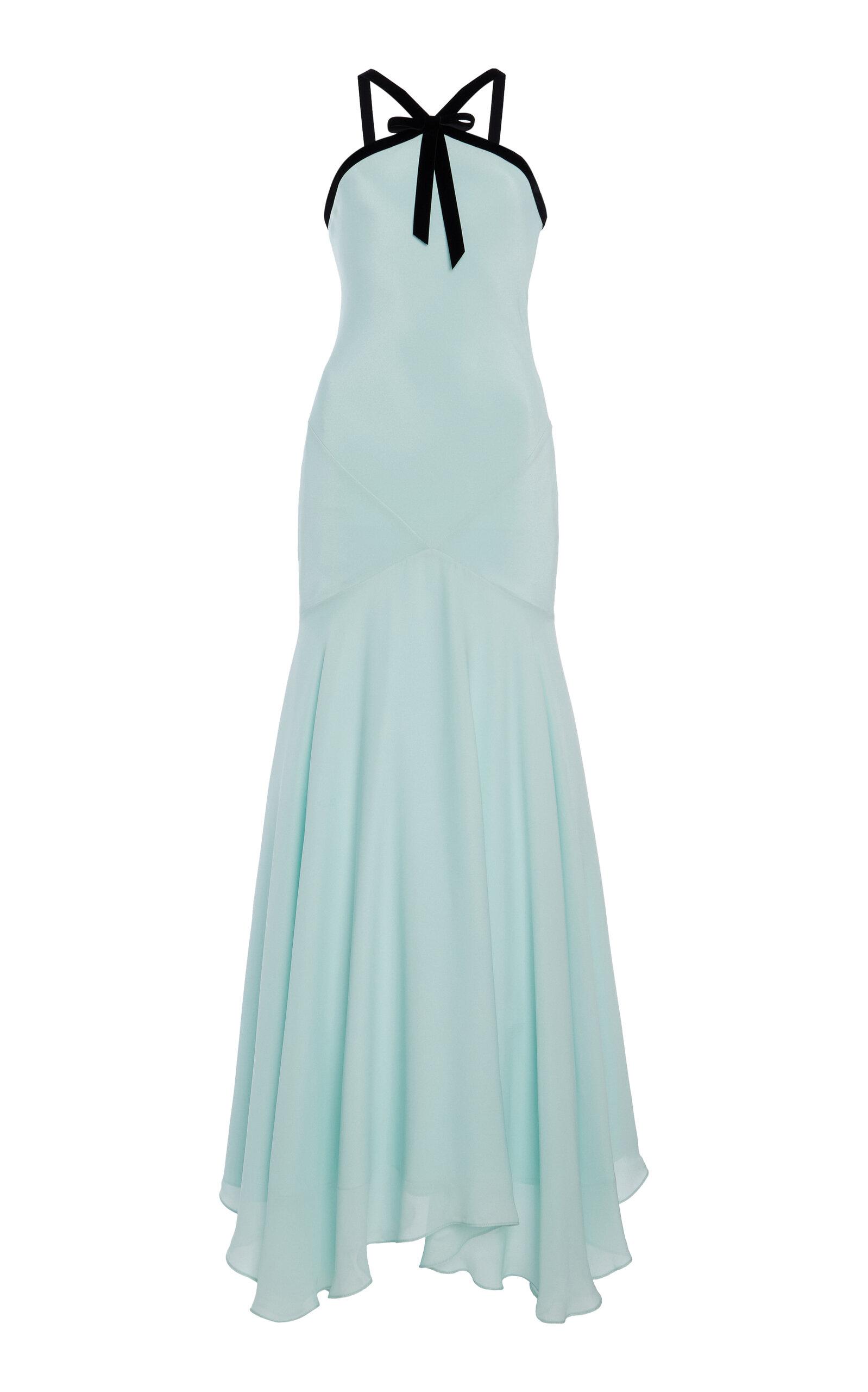 Rodarte Bow-Detailed Silk Crepe And Georgette Halter Dress in Blue | Lyst Rodarte Bow-Detailed Silk Crepe And Georgette Halter Dress in Blue | Lyst