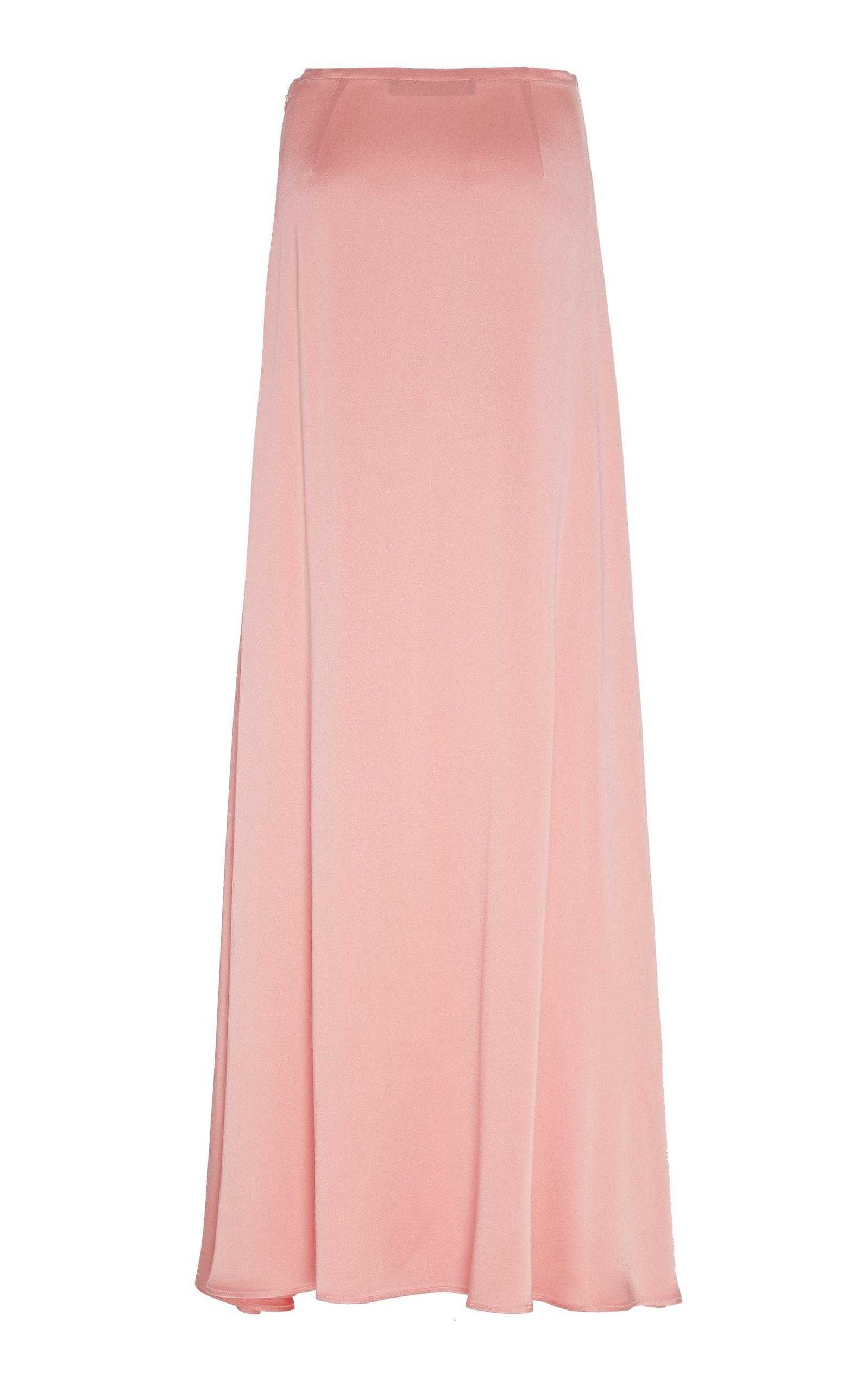 pink satin maxi skirt