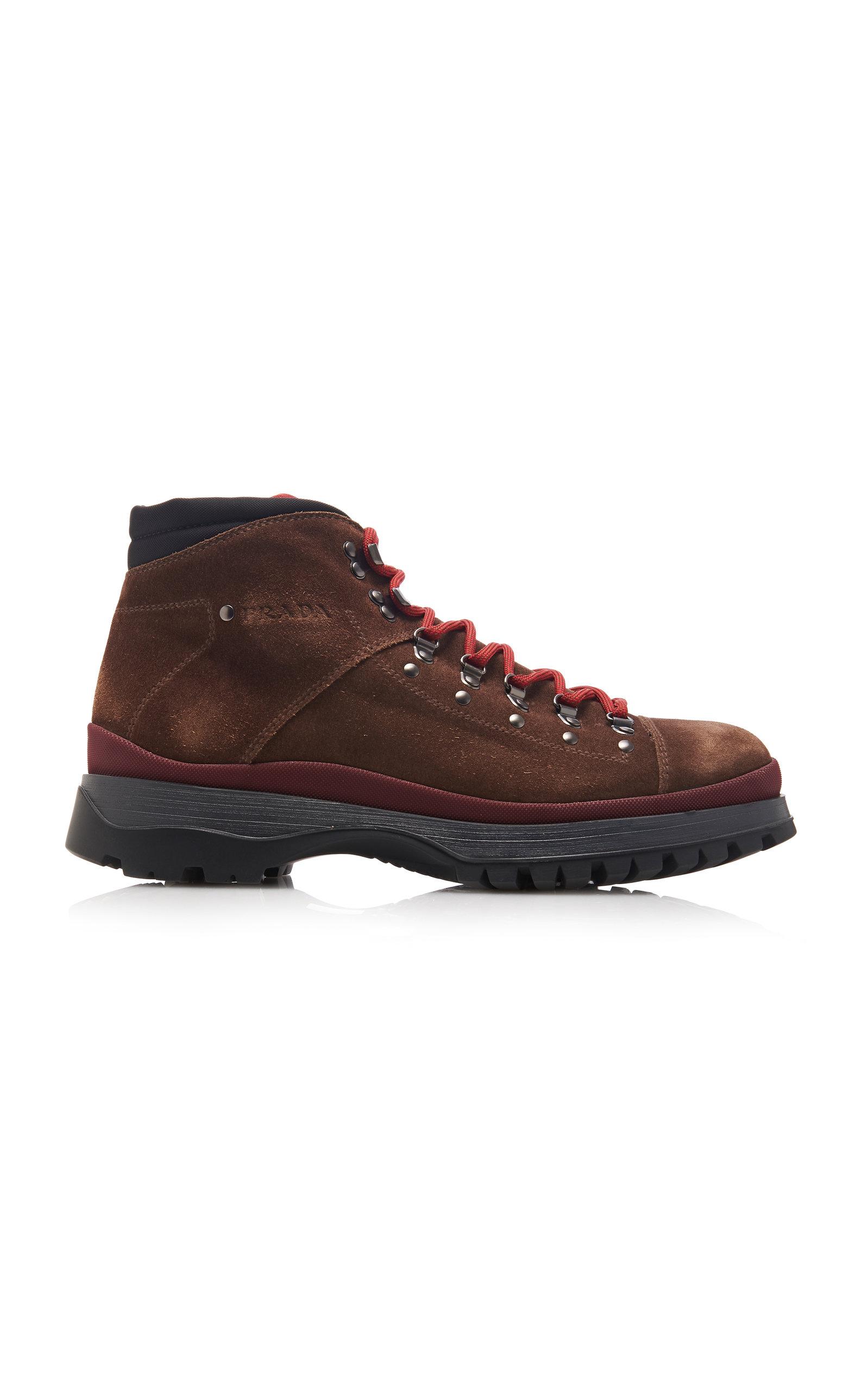 Prada Leather Suede Hiking Boot in Brown for Men - Save 38% - Lyst
