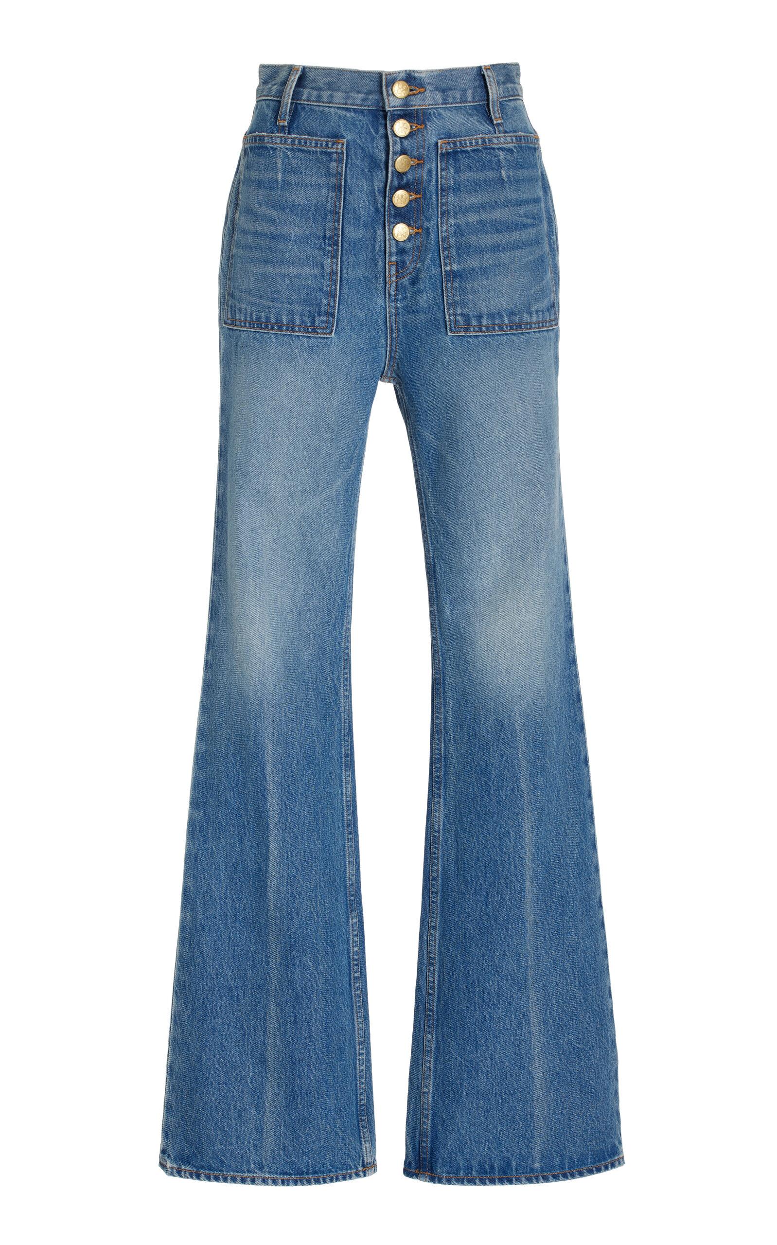 Ulla Johnson Lou Button Fly High-waisted Flared Jeans in Blue | Lyst