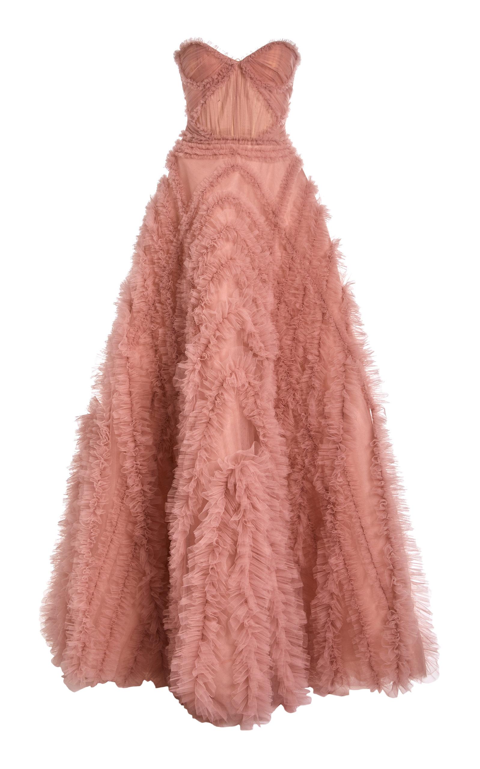 J. Mendel Floral Embroidered Tulle Gown in Pink | Lyst