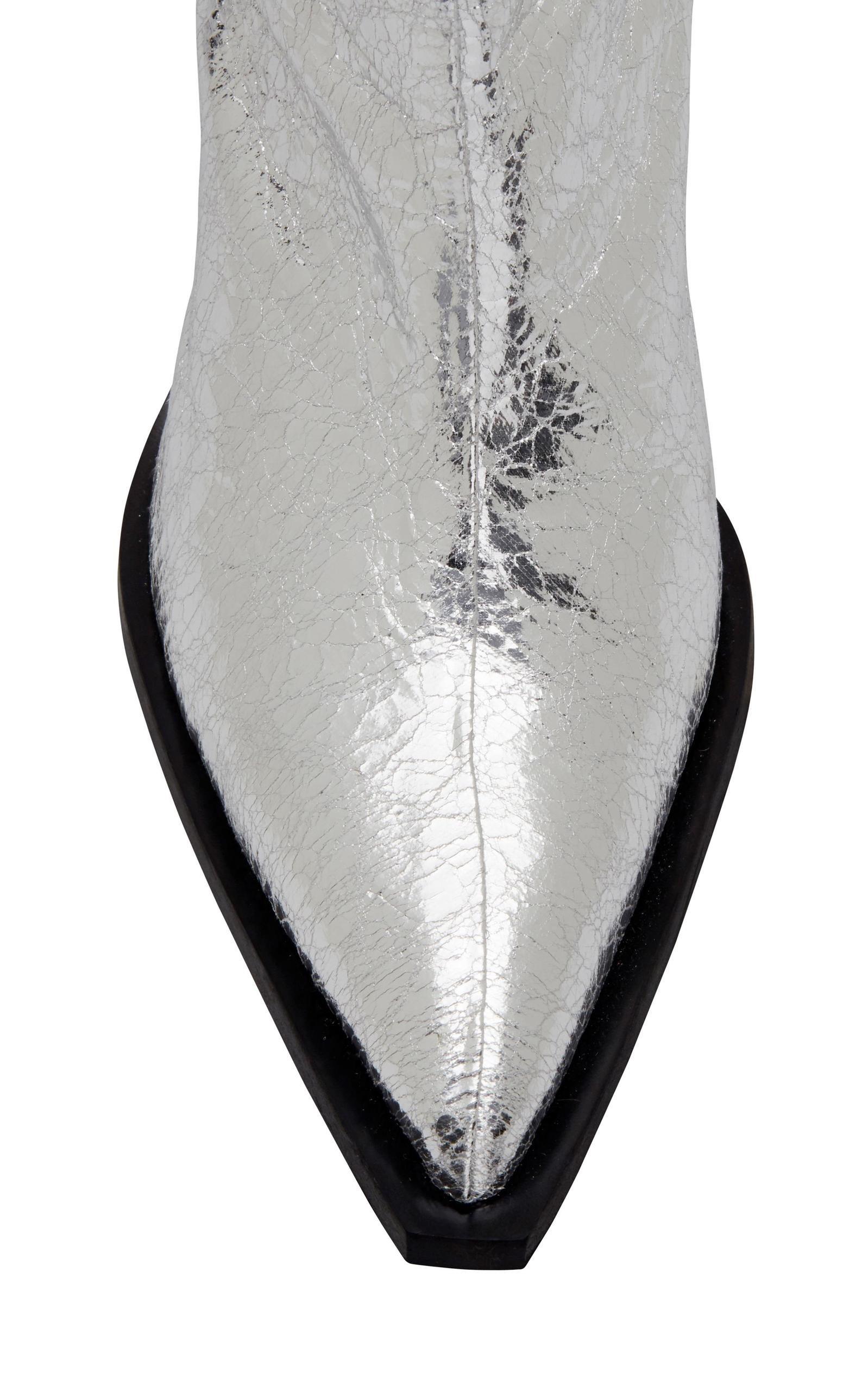 boot stand ups on Stand Studio Synthetic Monique Silver Boots In Metallic Lyst