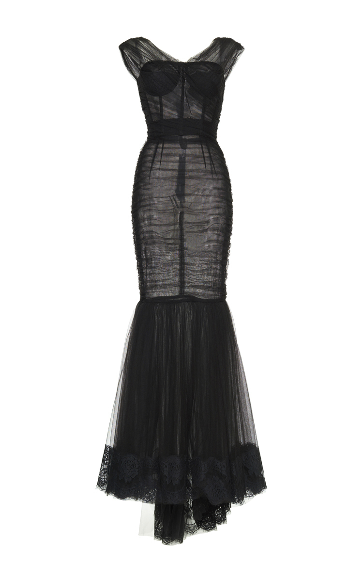 Dolce & Gabbana Lace Sleeveless Mermaid Dress in Black | Lyst UK