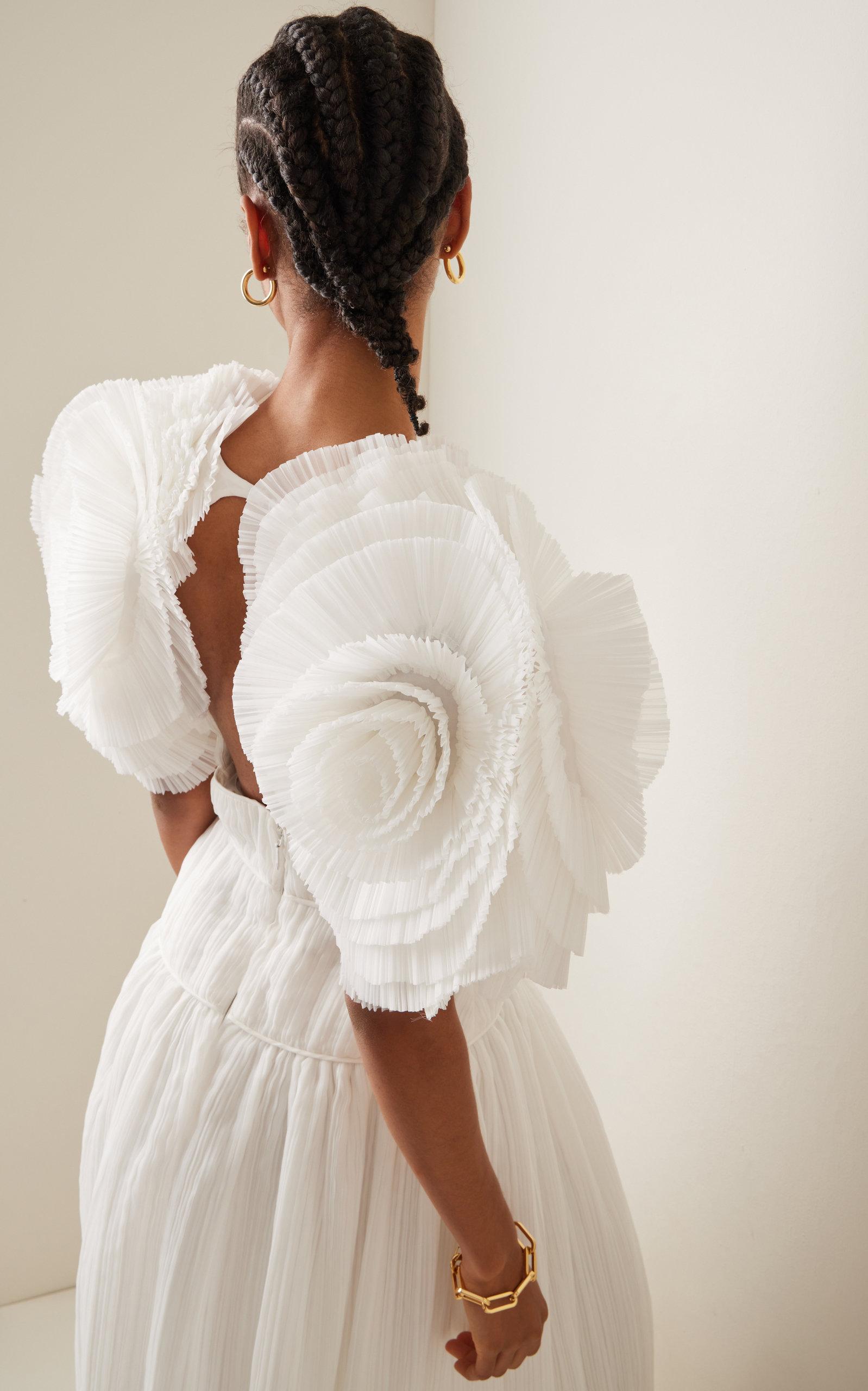aje expressive pleated maxi dress Aje. Expressive Ruffle-Detailed Pleated Maxi Dress in White