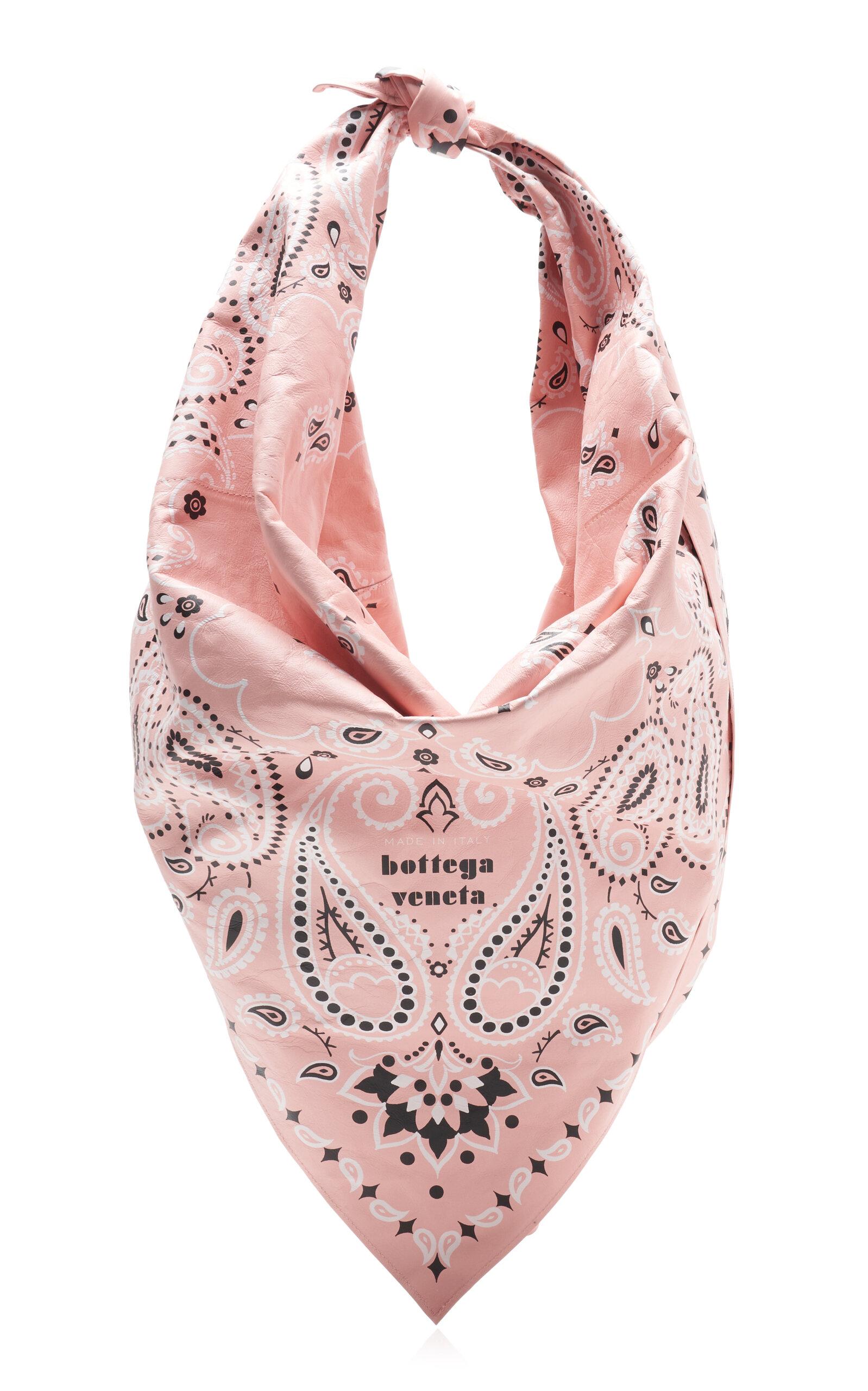 Bottega Veneta Bandana-Printed Paper Leather Foulard Bag in Pink 