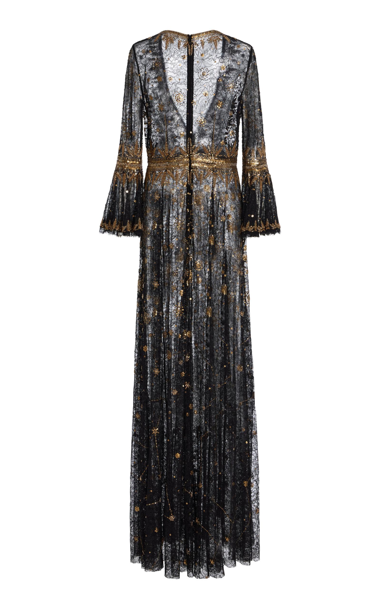 Cucculelli Shaheen Lace Hera Constellation Fil-Coupé Maxi Dress in