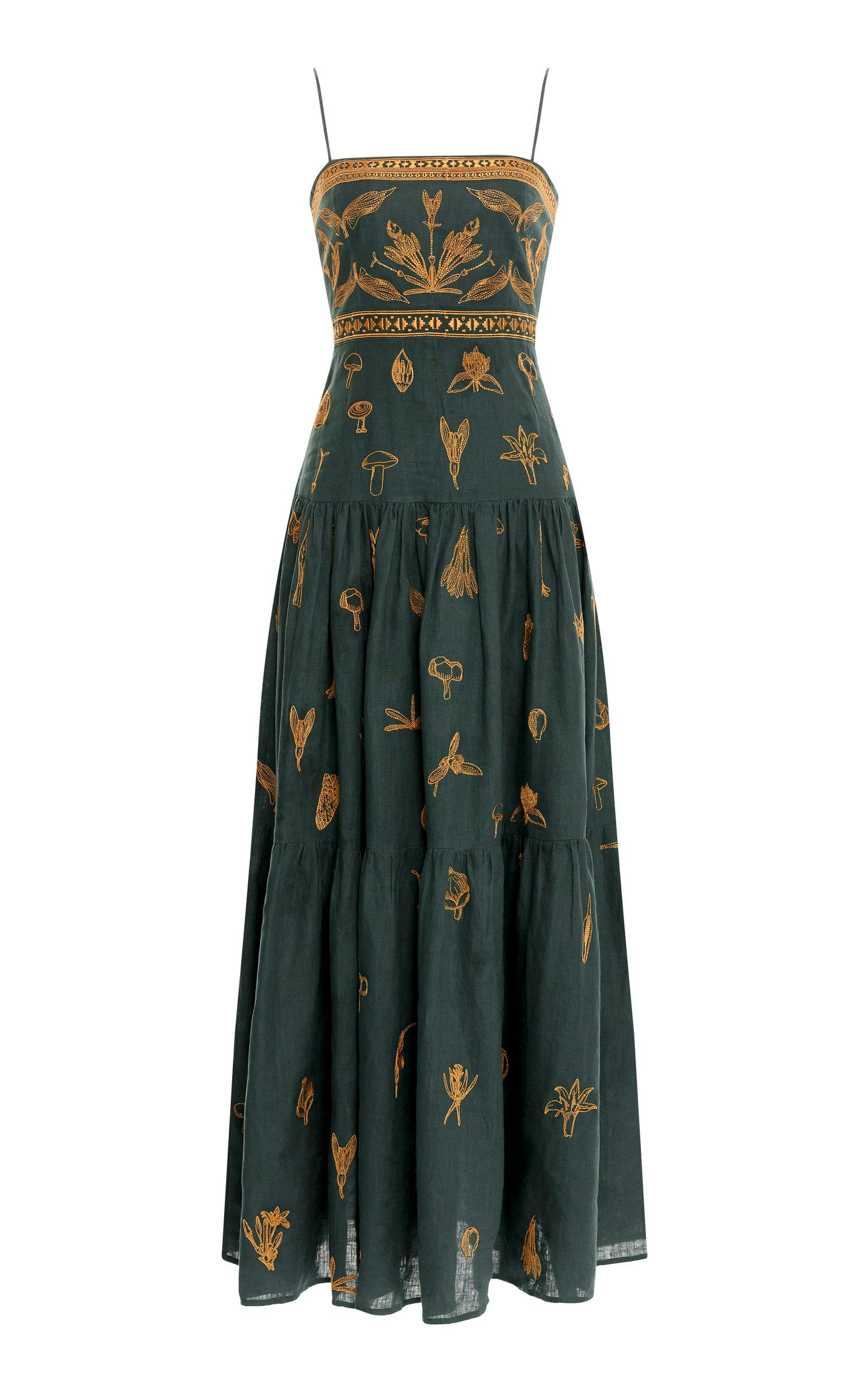 Agua by Agua Bendita Lima Setas Linen Maxi Dress in Green | Lyst Agua by Agua Bendita Lima Setas Linen Maxi Dress in Green | Lyst