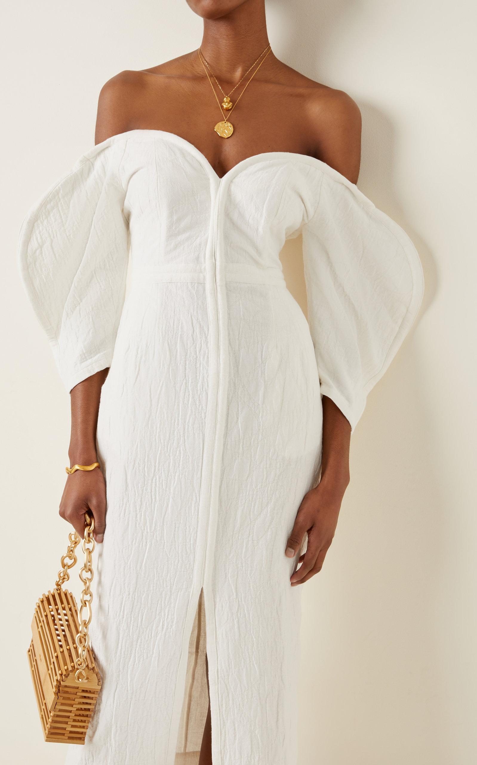 Mara Hoffman Leonara Off-the-shoulder Organic Cotton-linen Midi Dress in  White | Lyst
