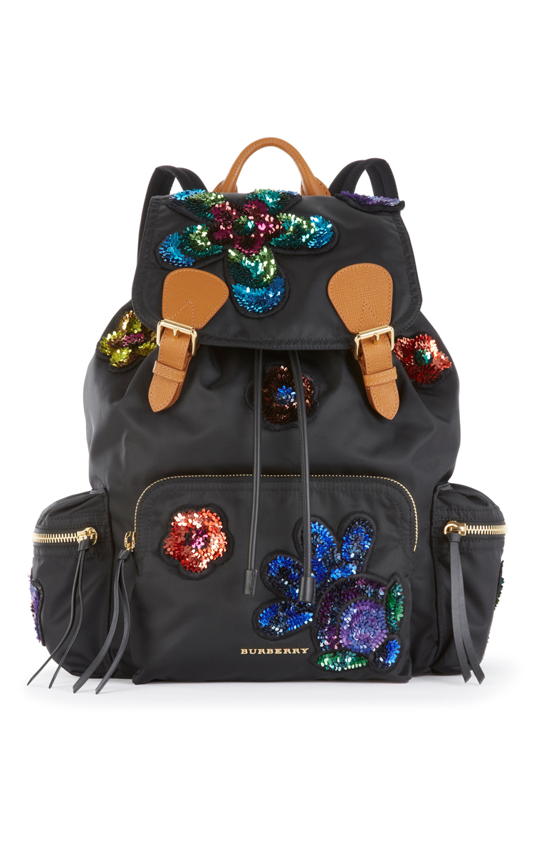 Burberry Synthetic The Large Rucksack In Technical Nylon With Sequinned  Flowers in Black/Gold (Black) - Lyst