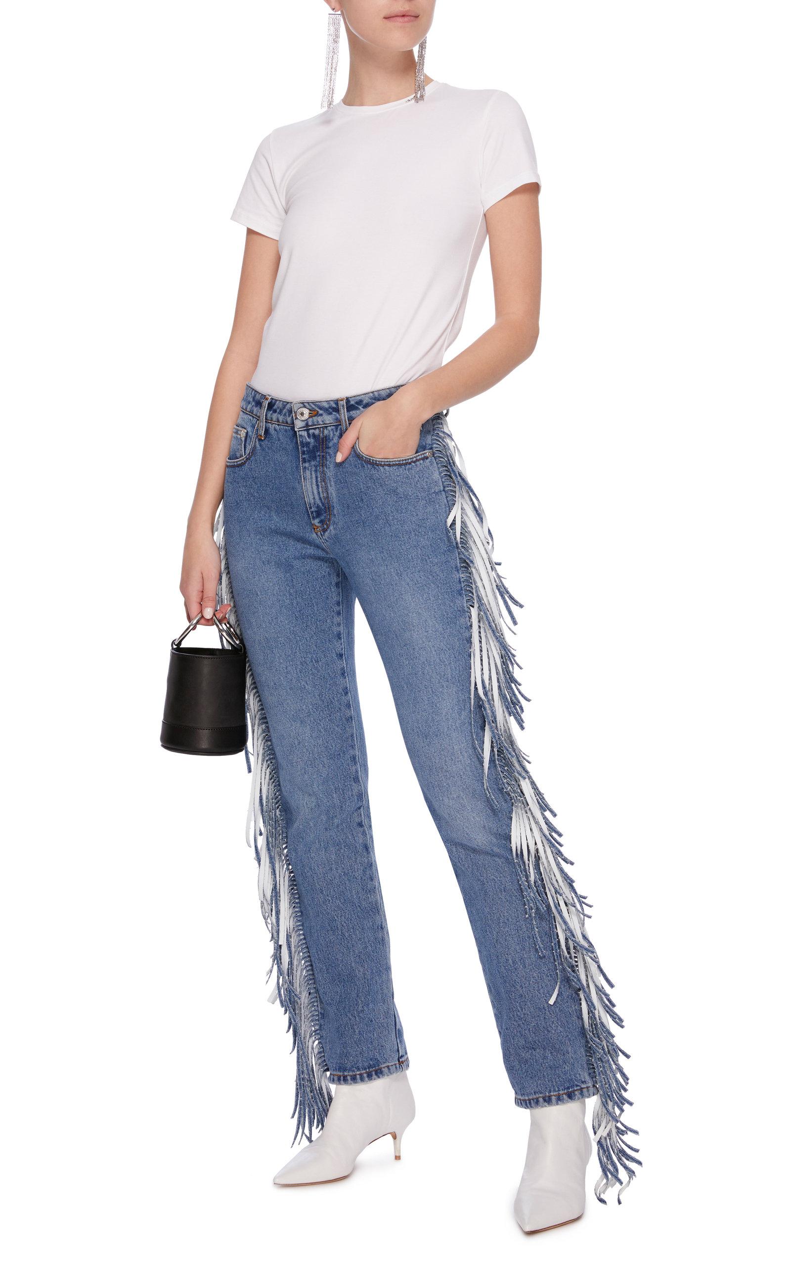 MSGM Fringe Jeans in Blue | Lyst