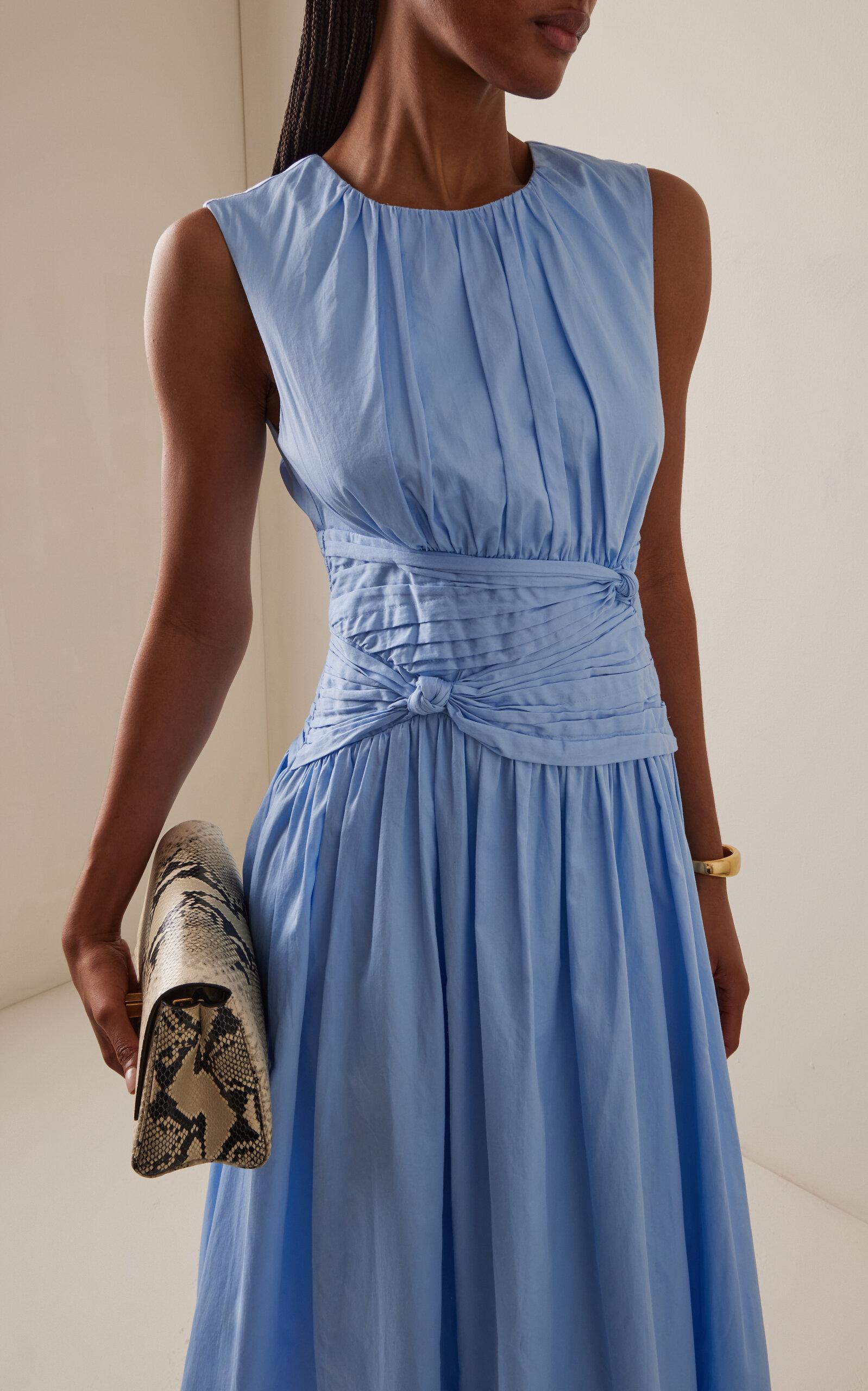 agatha knot waist midi dress AJ Agatha Knot Waist Cotton Midi Dress