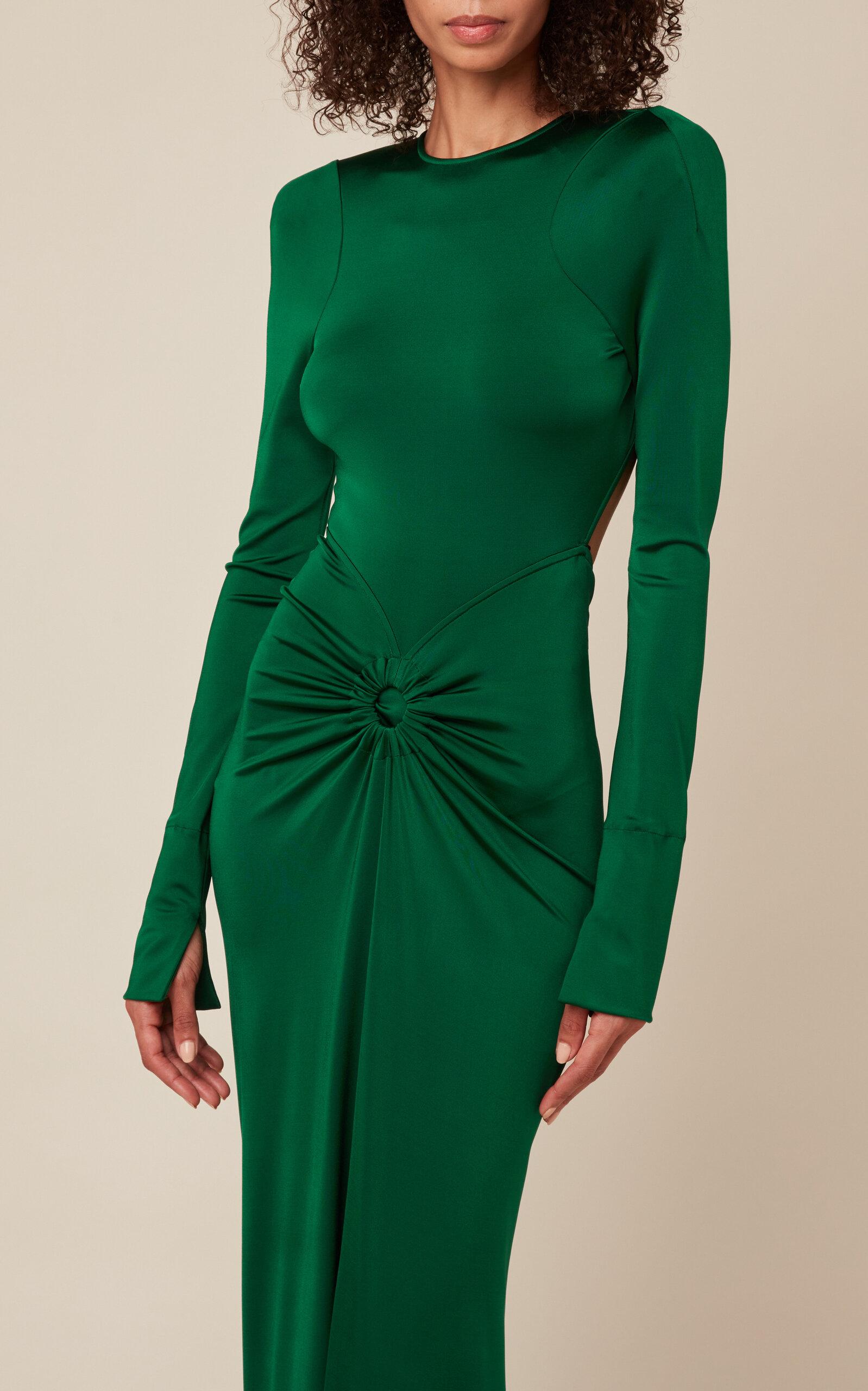 Victoria Beckham Gathered Open Back Gown in Green | Lyst
