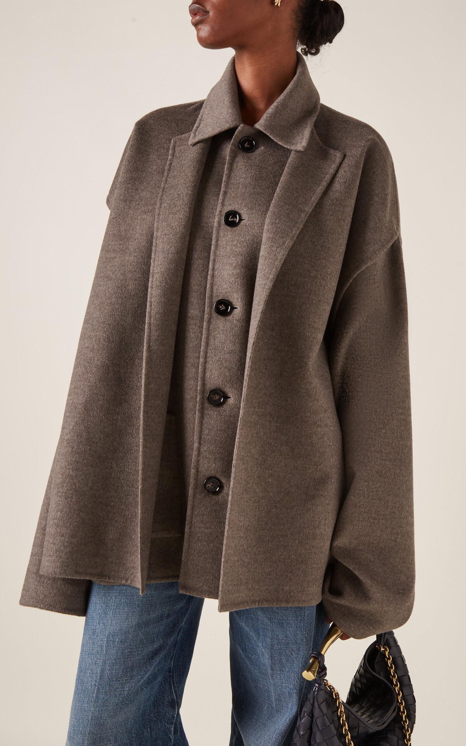 Bottega Veneta Wool-cashmere Short Coat in Brown | Lyst UK