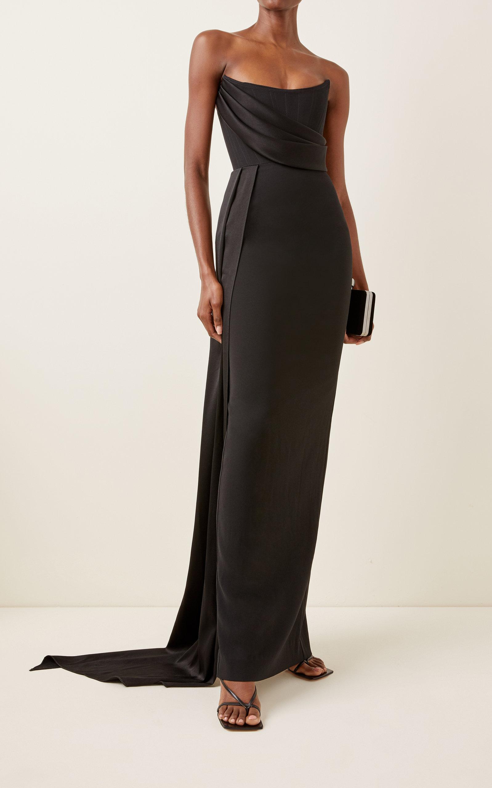Alex Perry Kirby Drape-detailed Satin Crepe Strapless Gown in Black - Lyst