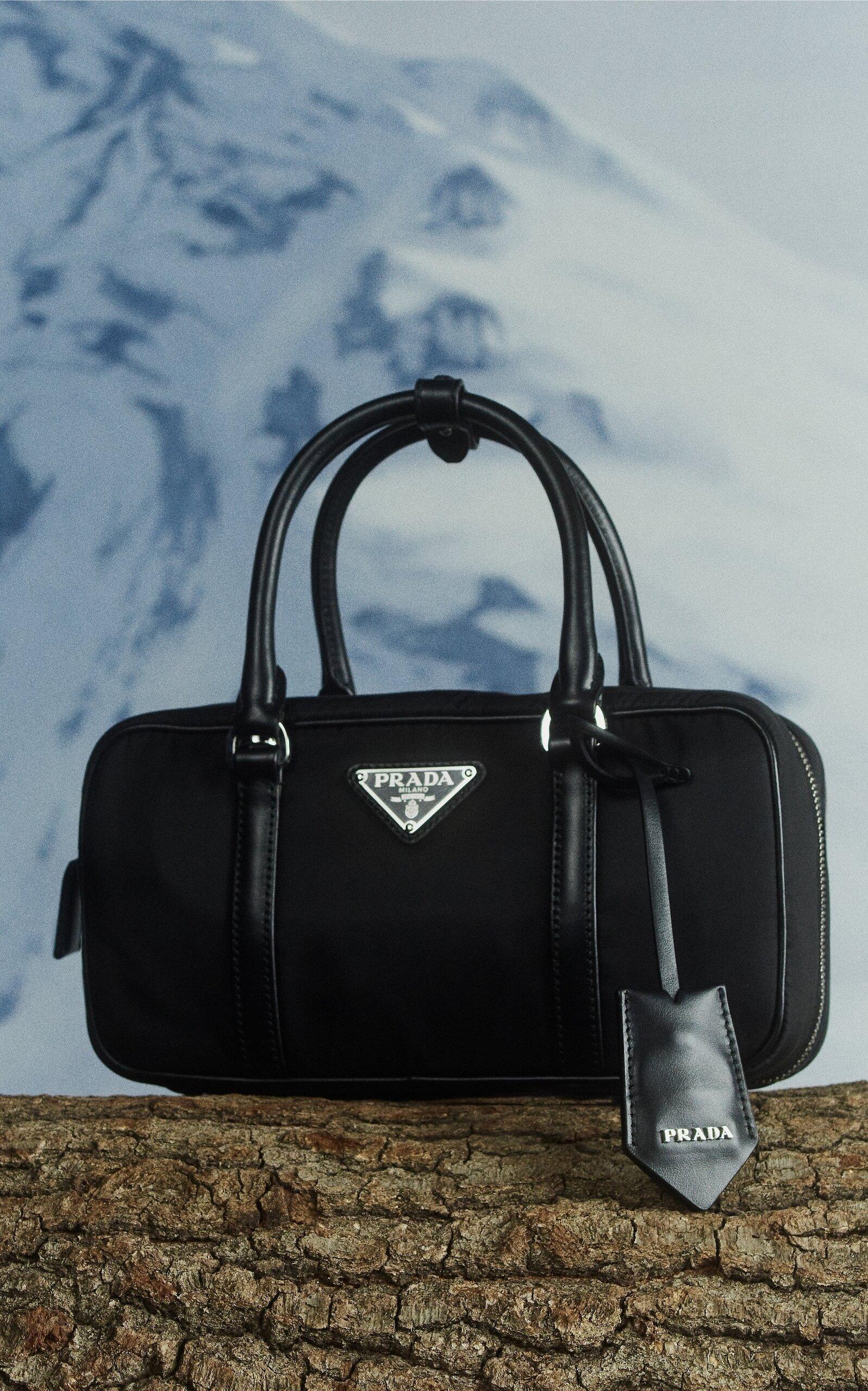 Prada Bauletto Leather-trimmed Re-nylon Top Handle Bag in