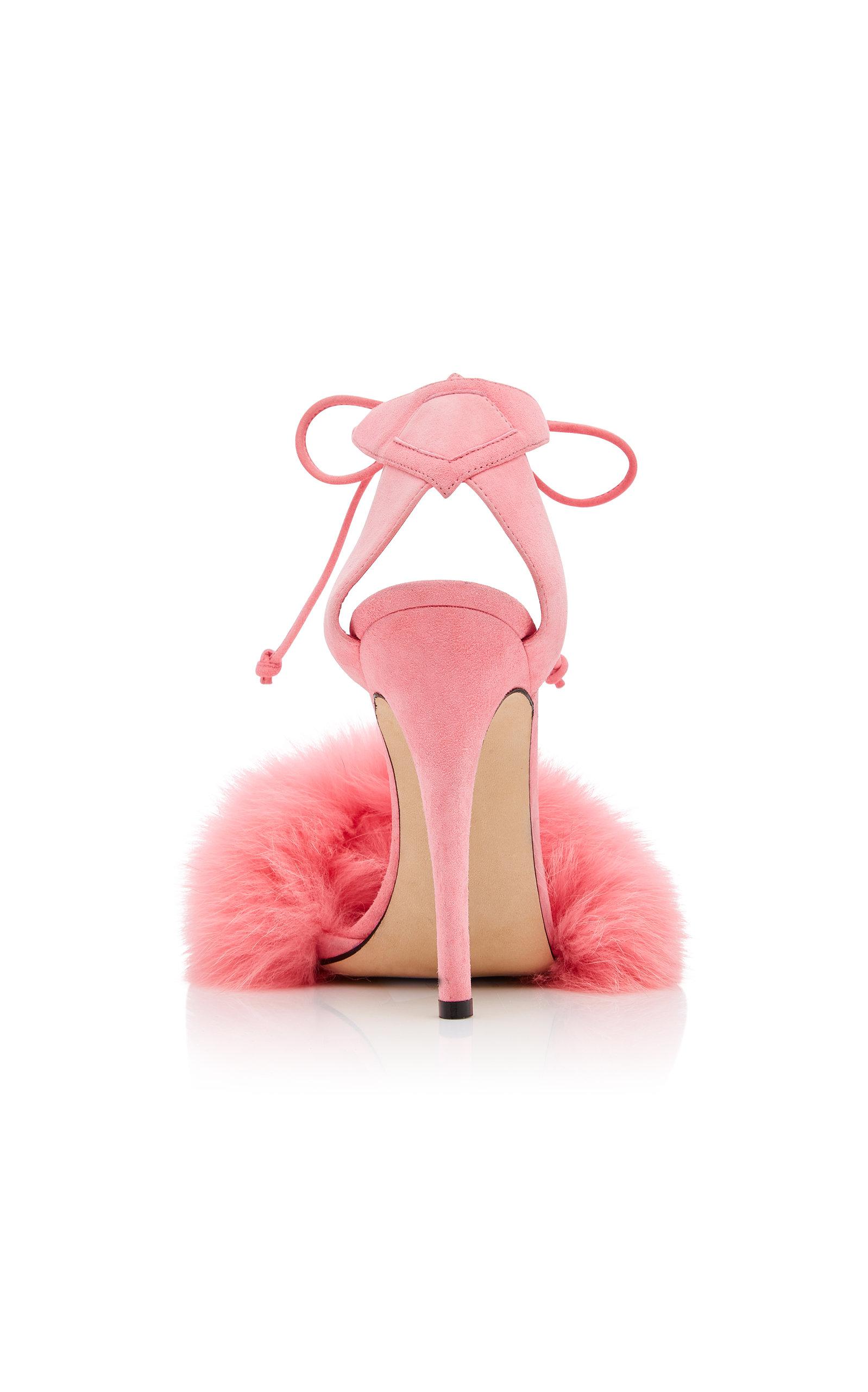 brian atwood pink fur sandals
