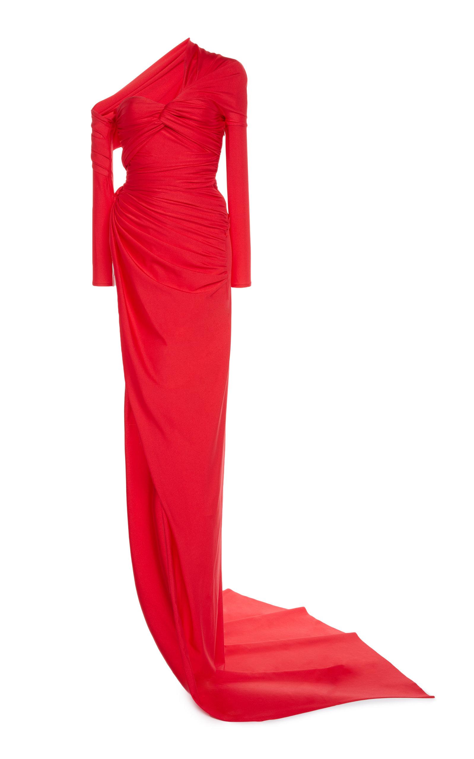 Balenciaga Draped Jersey Gown Red | Lyst