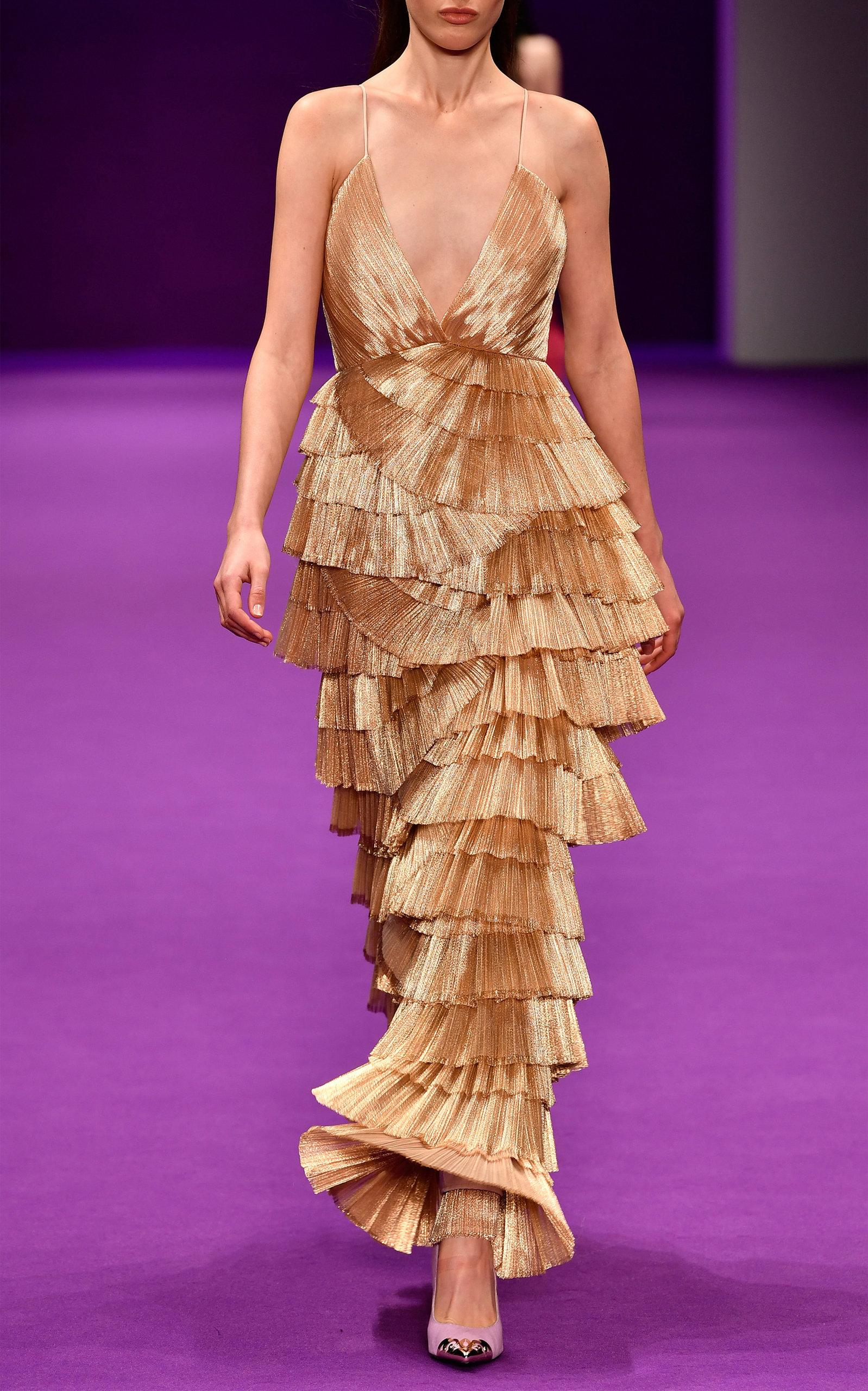 Alice McCALL Making Me Blush Tiered Ruffle Gown in Metallic Lyst Australia