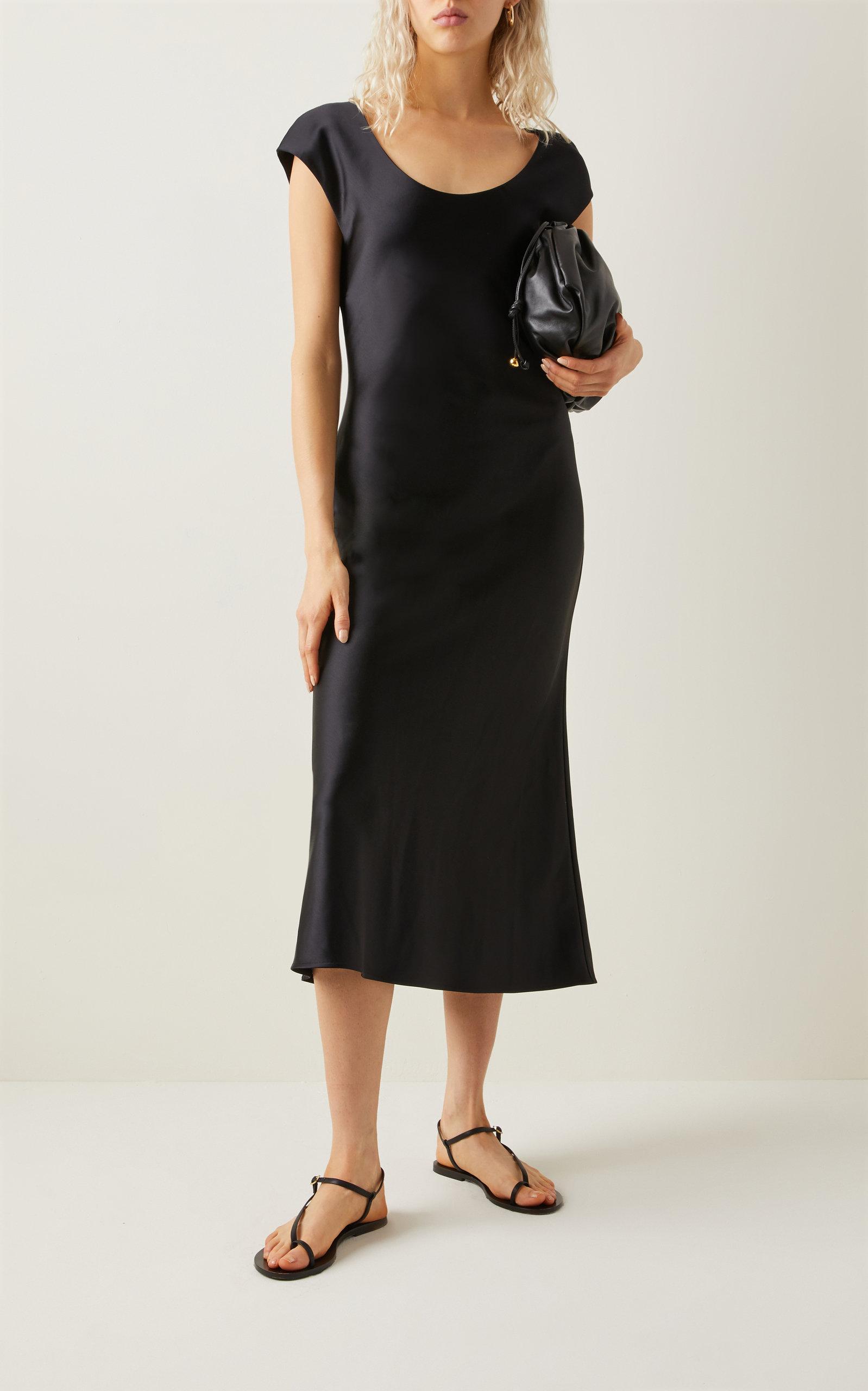 Totême Satin Midi Slip Dress in Black 