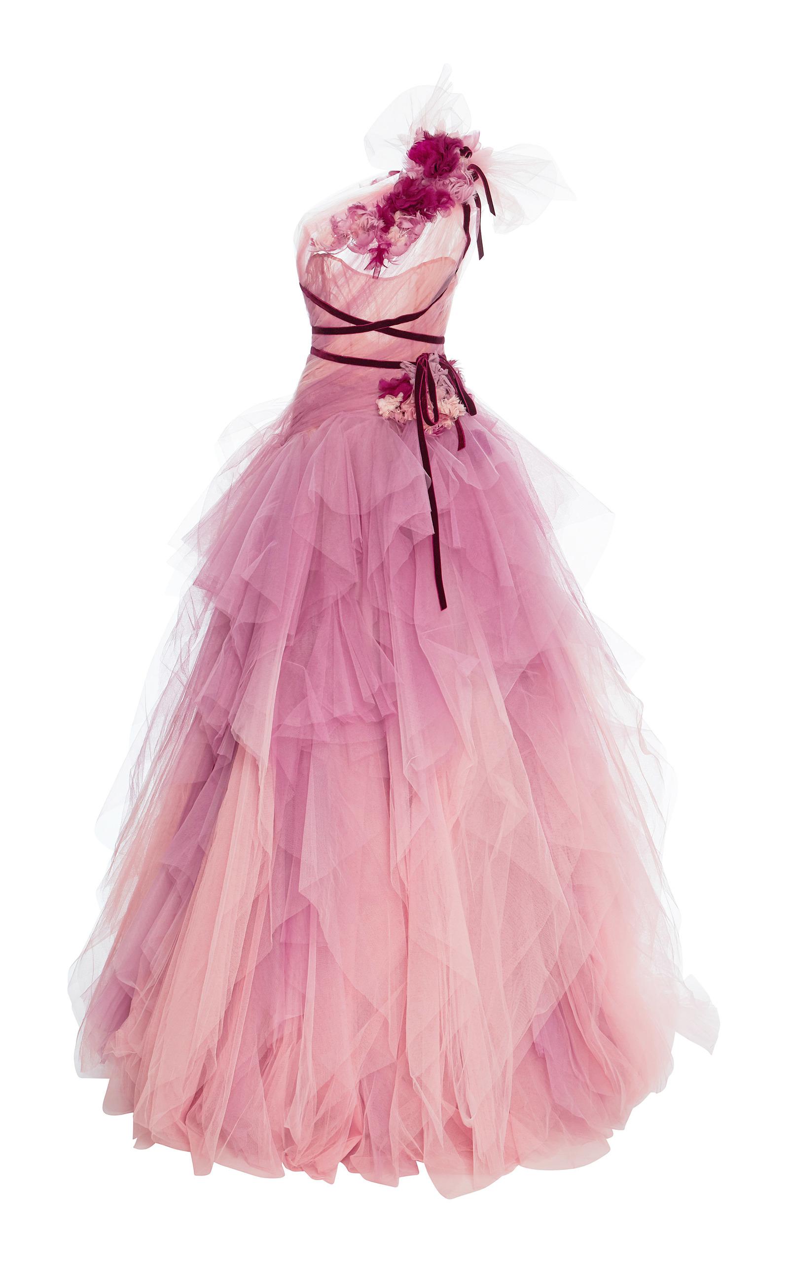 Marchesa Ombre Tulle Gown in Pink - Lyst