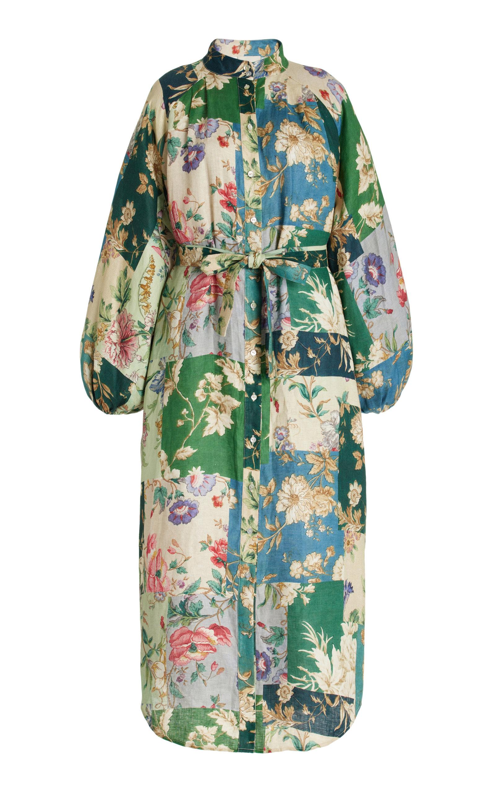 alemais loretta shirt dress ALMAIS Women's Loretta Patchwork Shirtdress in Sage Floral ALMAIS