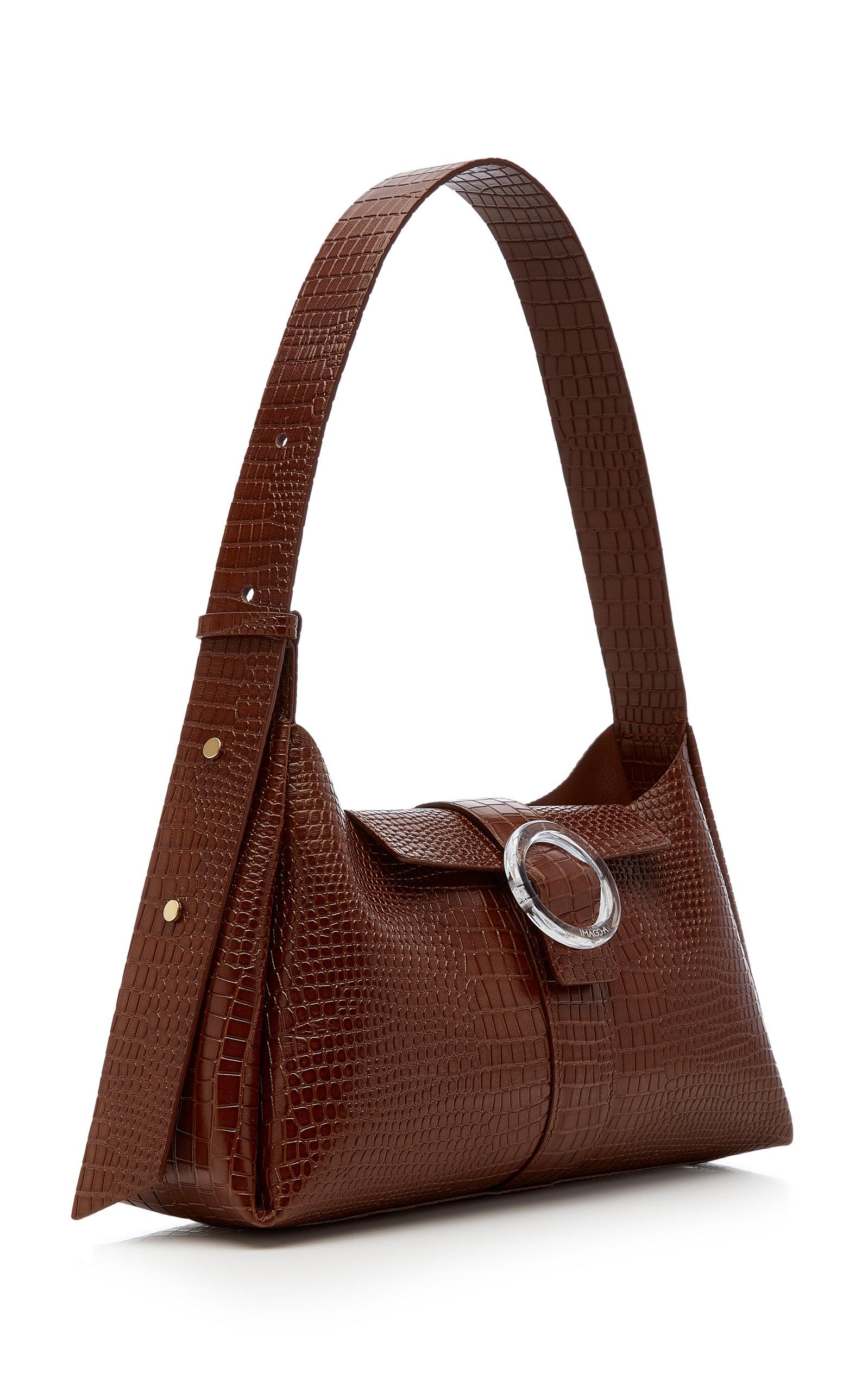 tan croc shoulder bag