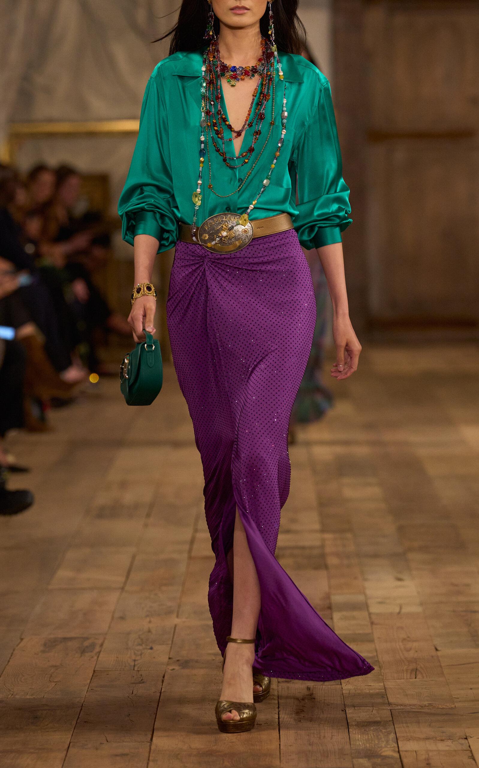 Ralph Lauren Embelished Jersey Sarong Maxi Skirt in Purple Lyst