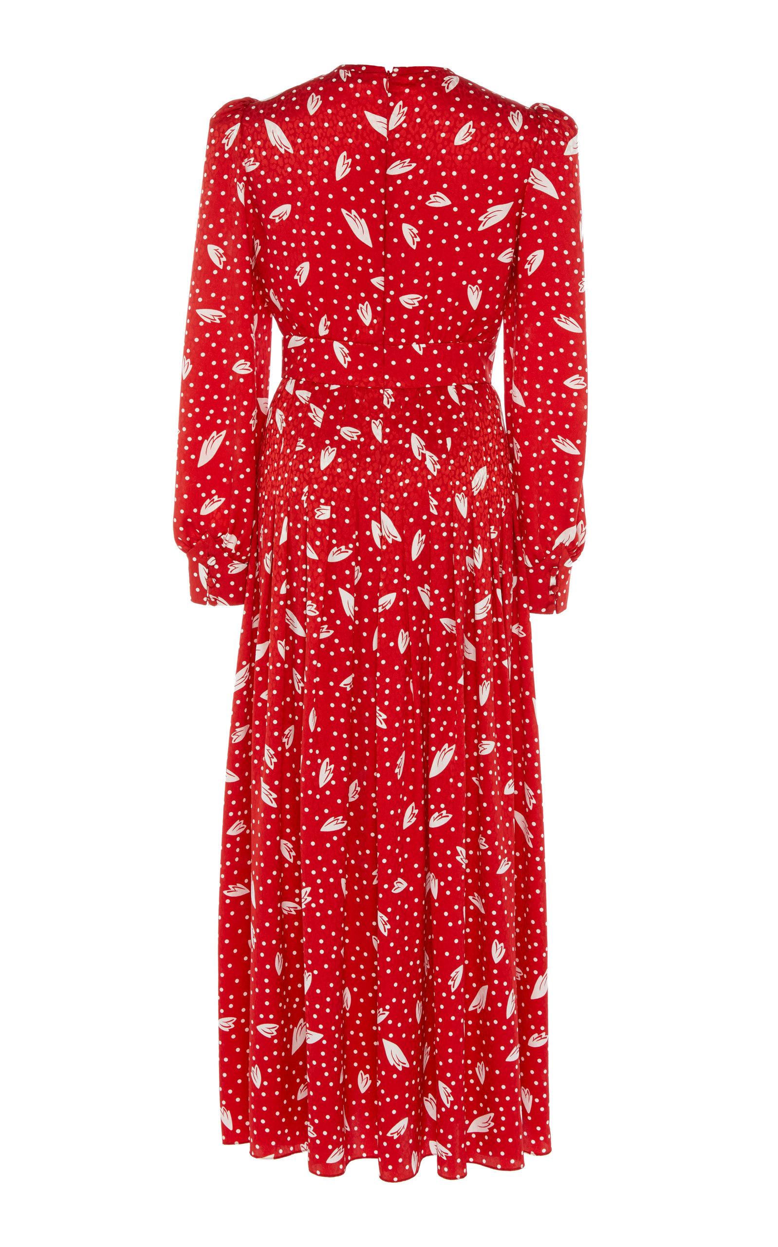 Alessandra Rich Polka-dot Silk Dress in Red | Lyst