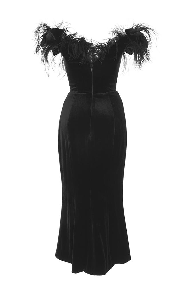 velvet feather dress