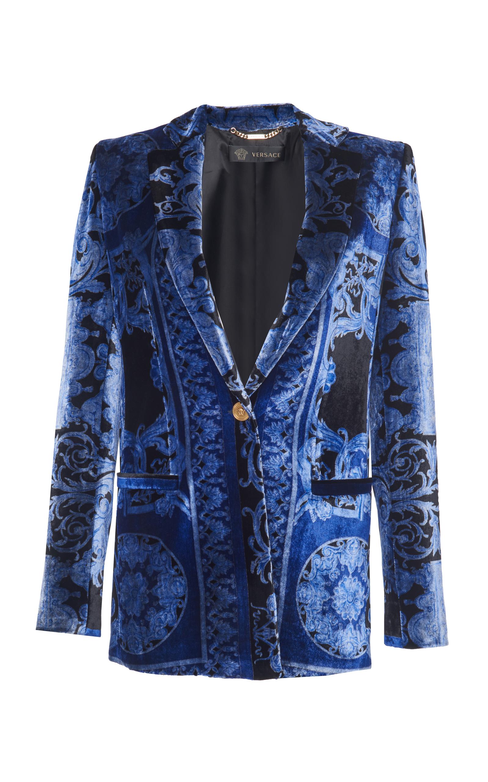 Versace Velvet Jacket in Blue - Lyst