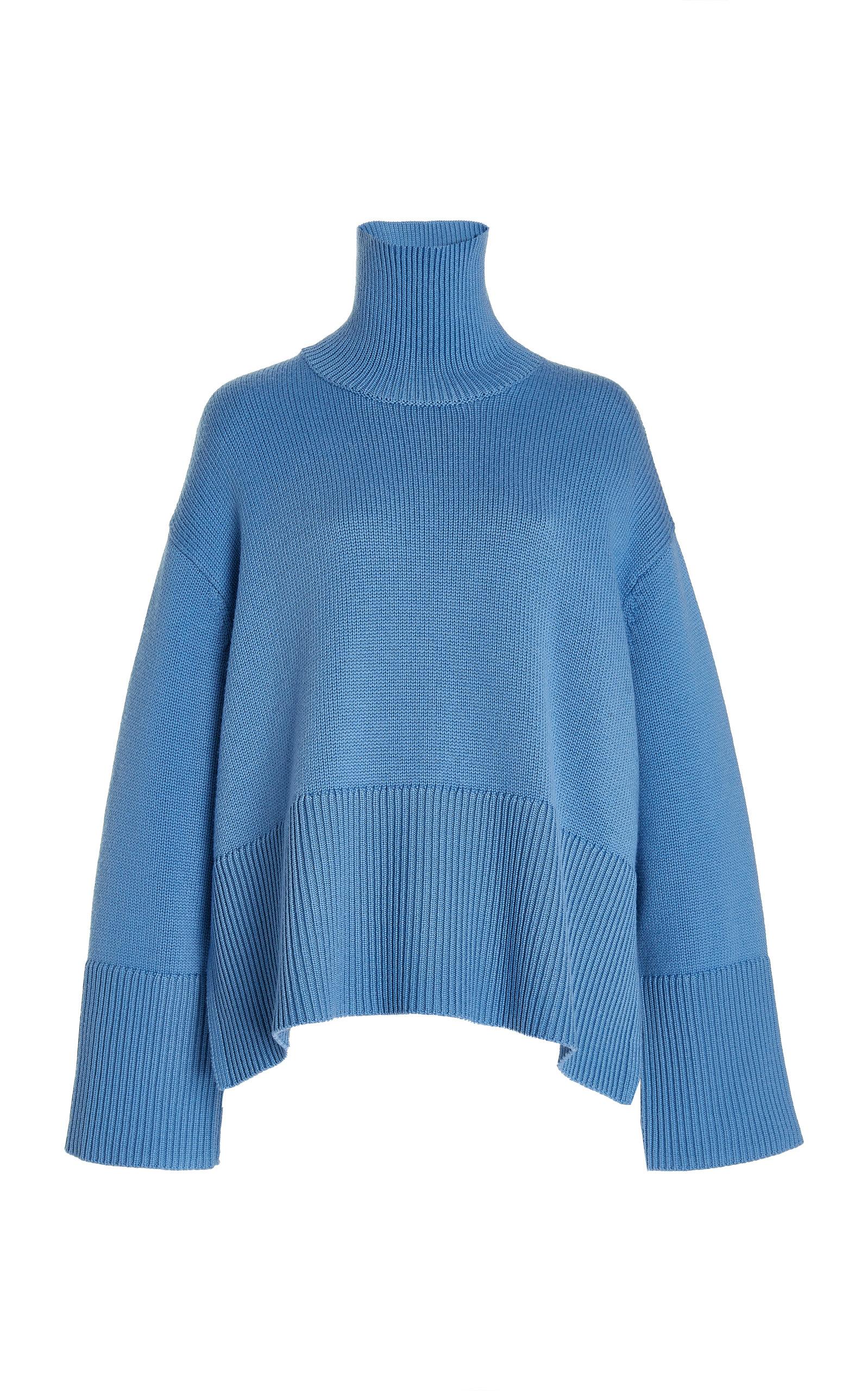 Totême Oversized Wool-cotton Turtleneck Sweater in Blue | Lyst