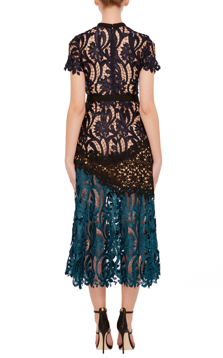 Self-Portrait Prairie Guipure Lace Midi Dress in Blue | Lyst UK Self-Portrait Prairie Guipure Lace Midi Dress in Blue | Lyst UK