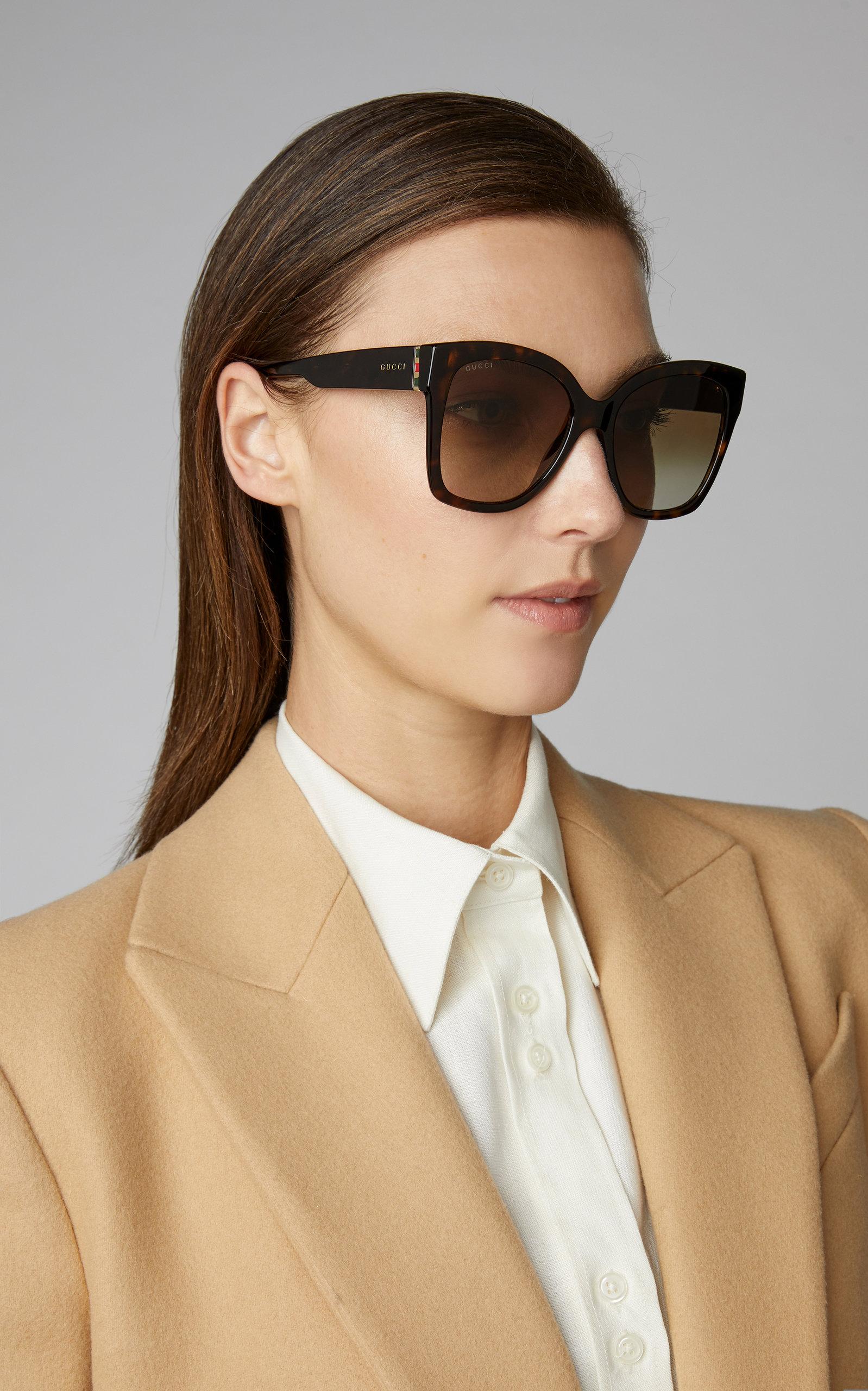 gucci brown square oversized sunglasses