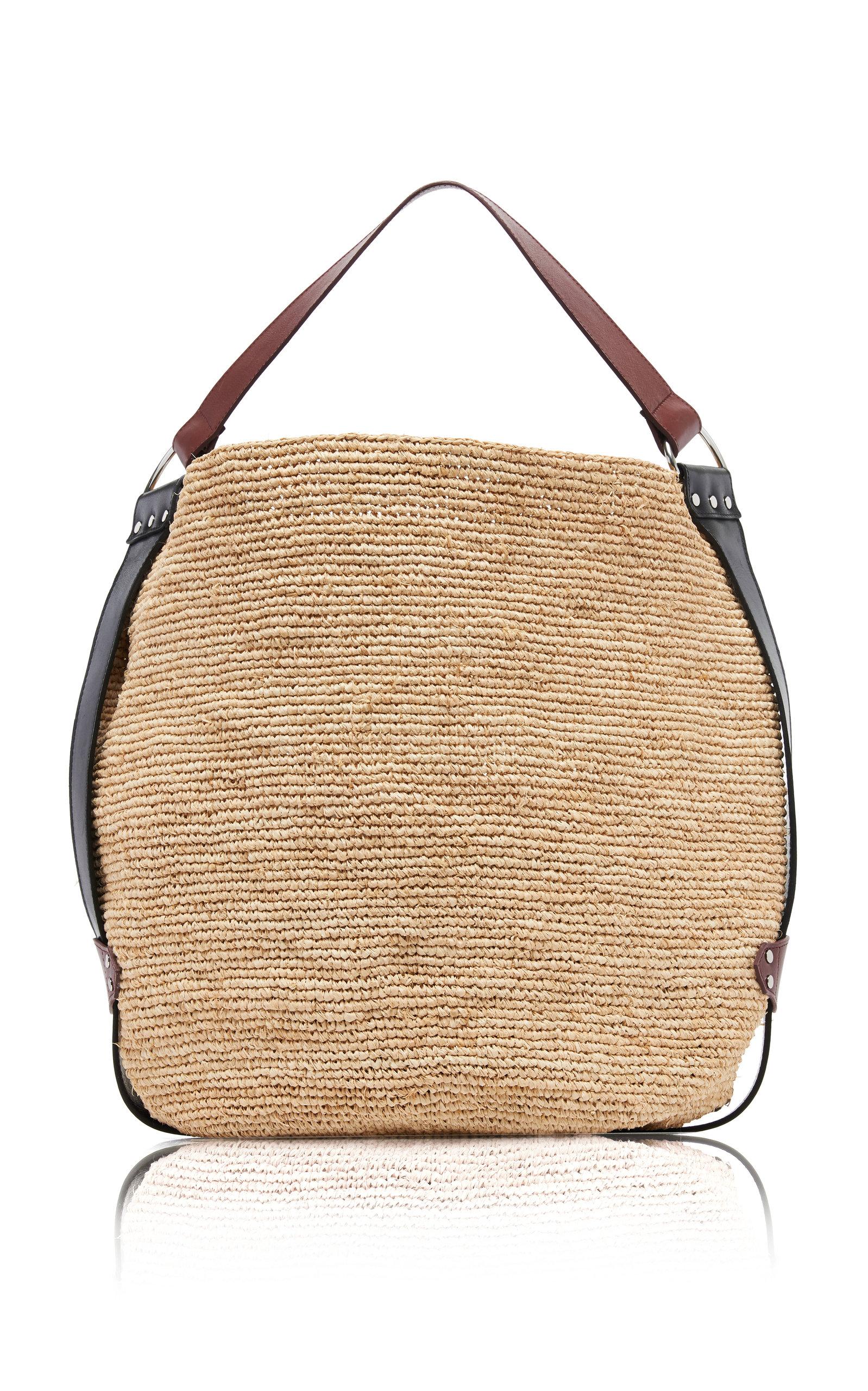 Isabel Marant Bayia Leather-trimmed Straw Bag in Natural | Lyst